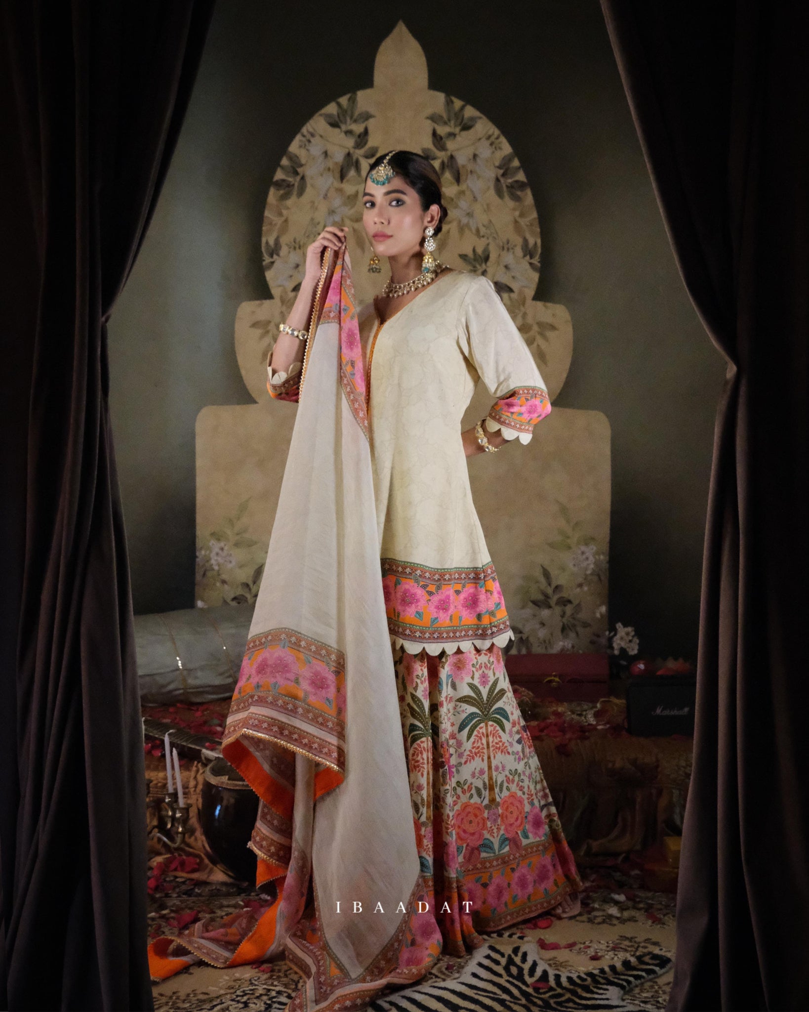 AJOONII Punjabi Suit in White Colour for women

