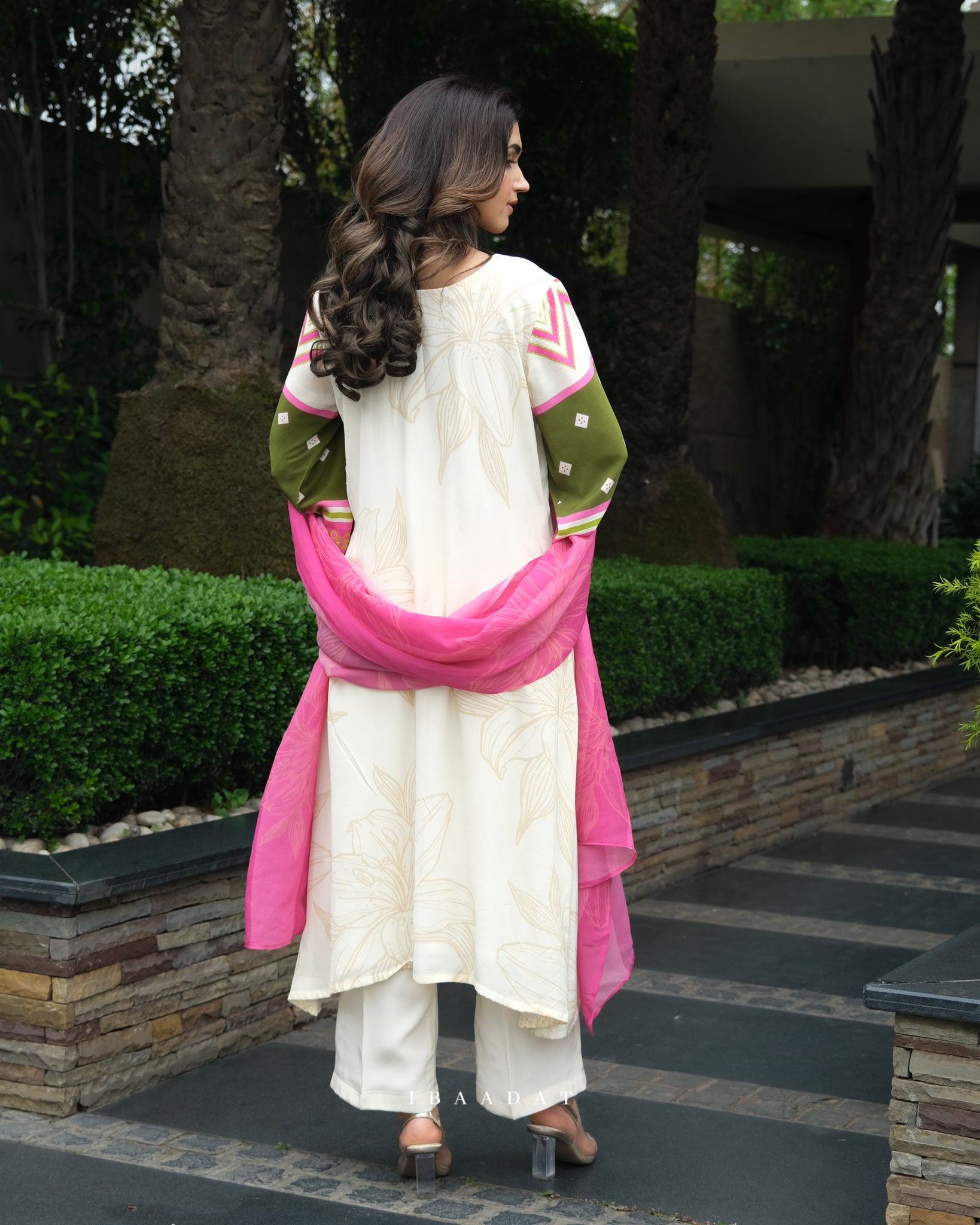 Black floral printed Punjabi suit for women