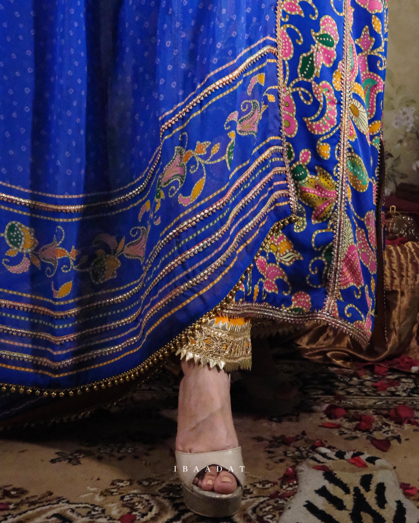 Blue Barkkat Salwar Suit Set with Gotta Work and Flowing Dupatta