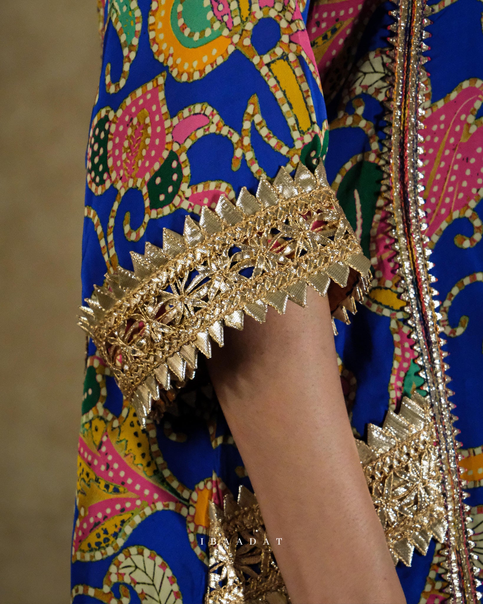 Blue Barkkat Suit with Intricate Gotta Embroidery and Ghungroo Accents