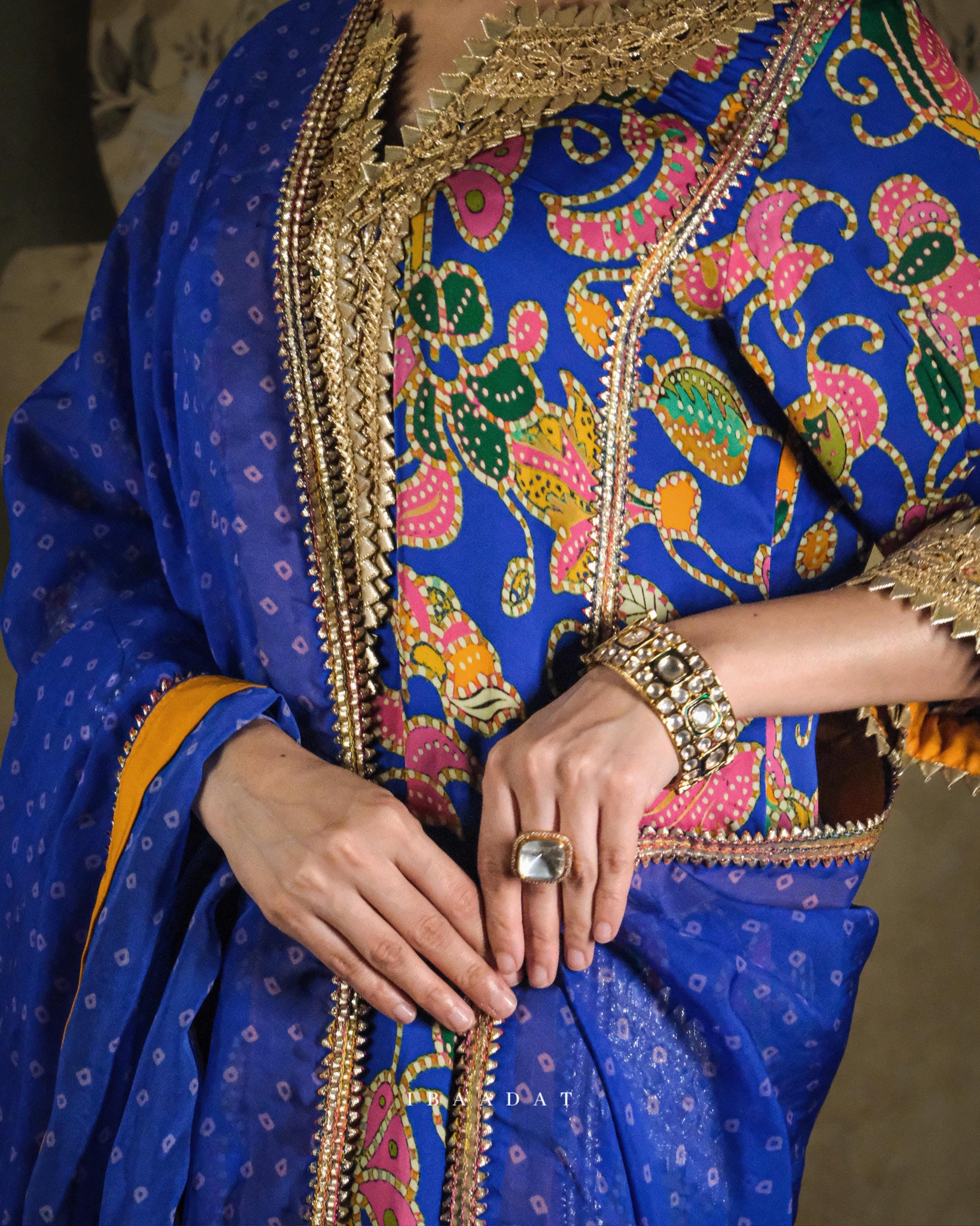 Blue Festive Wear Suit with Gotta Work and Organza Dupatta