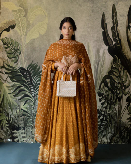 Designer Chand Mustard Anarkali Suit for Weddings & Festivals
