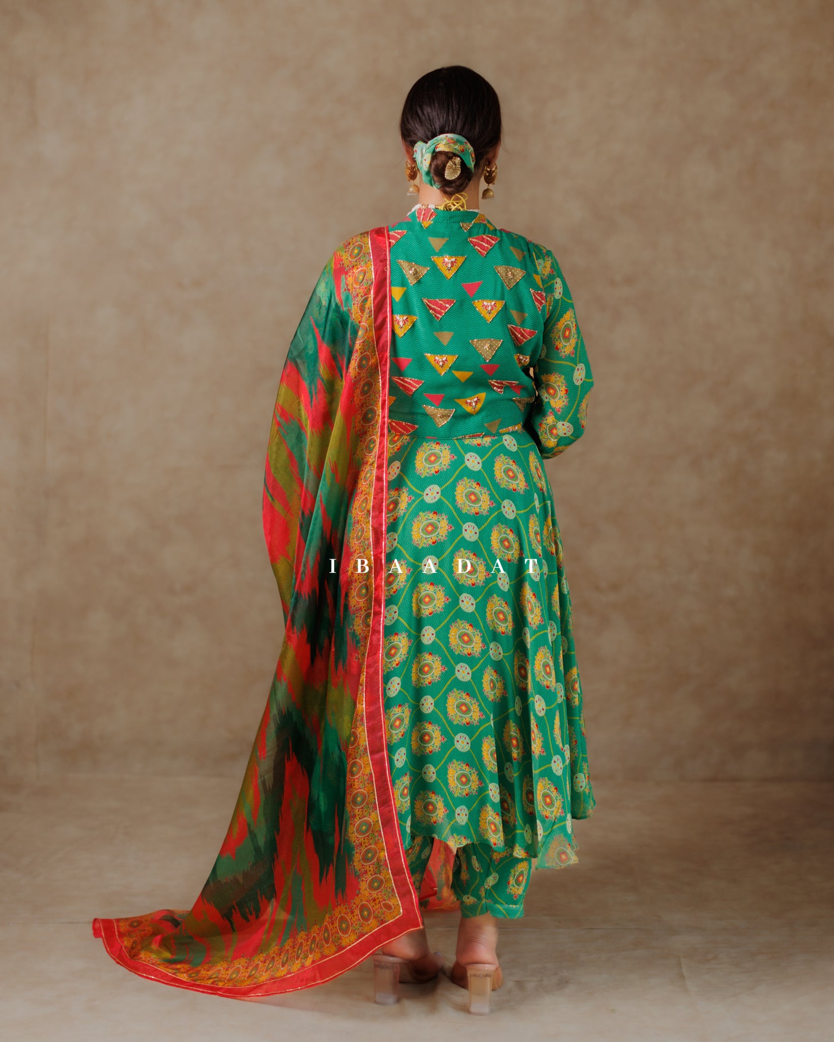 Digital Printed Green Punjabi Suit for Special Occasions