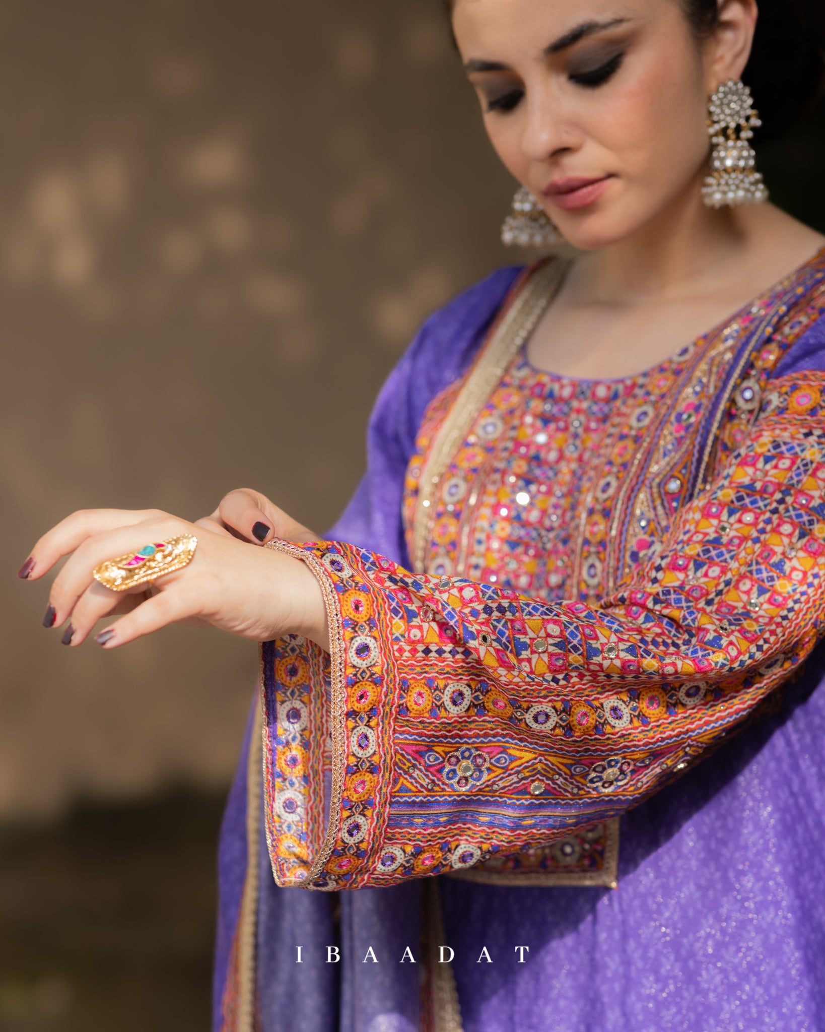Elegant blue silk Punjabi suit with organza dupatta