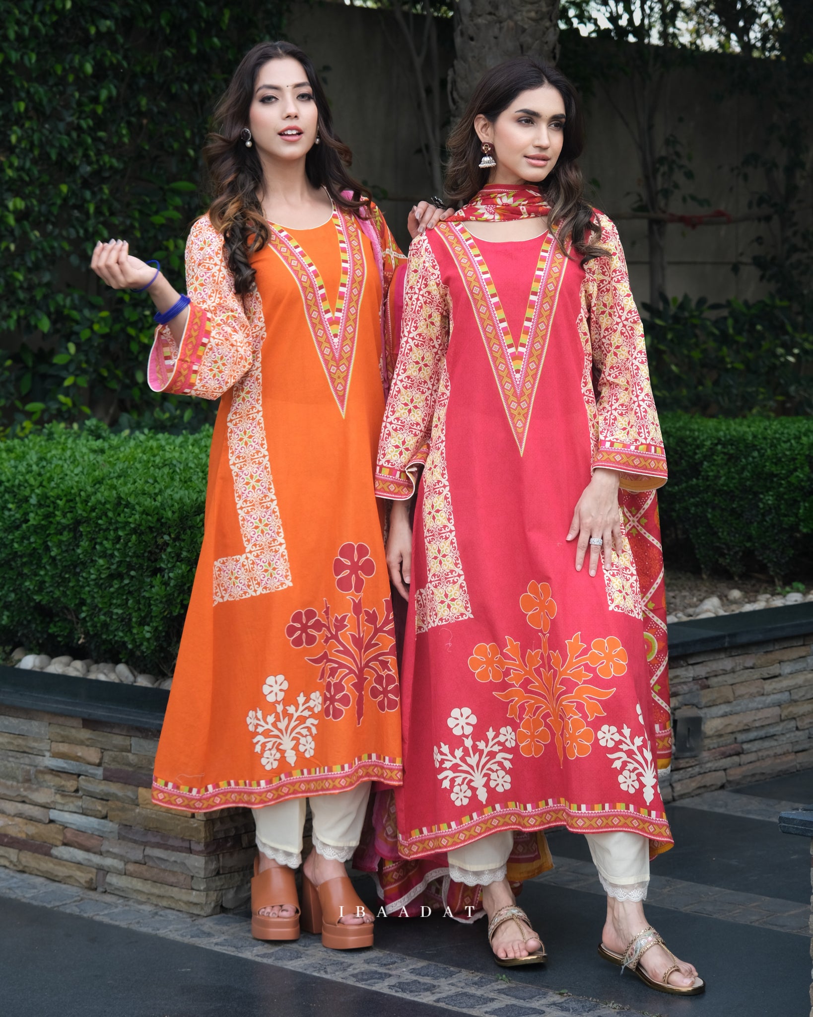 Festive Mehakk Red & Orange Salwar Suit for Women