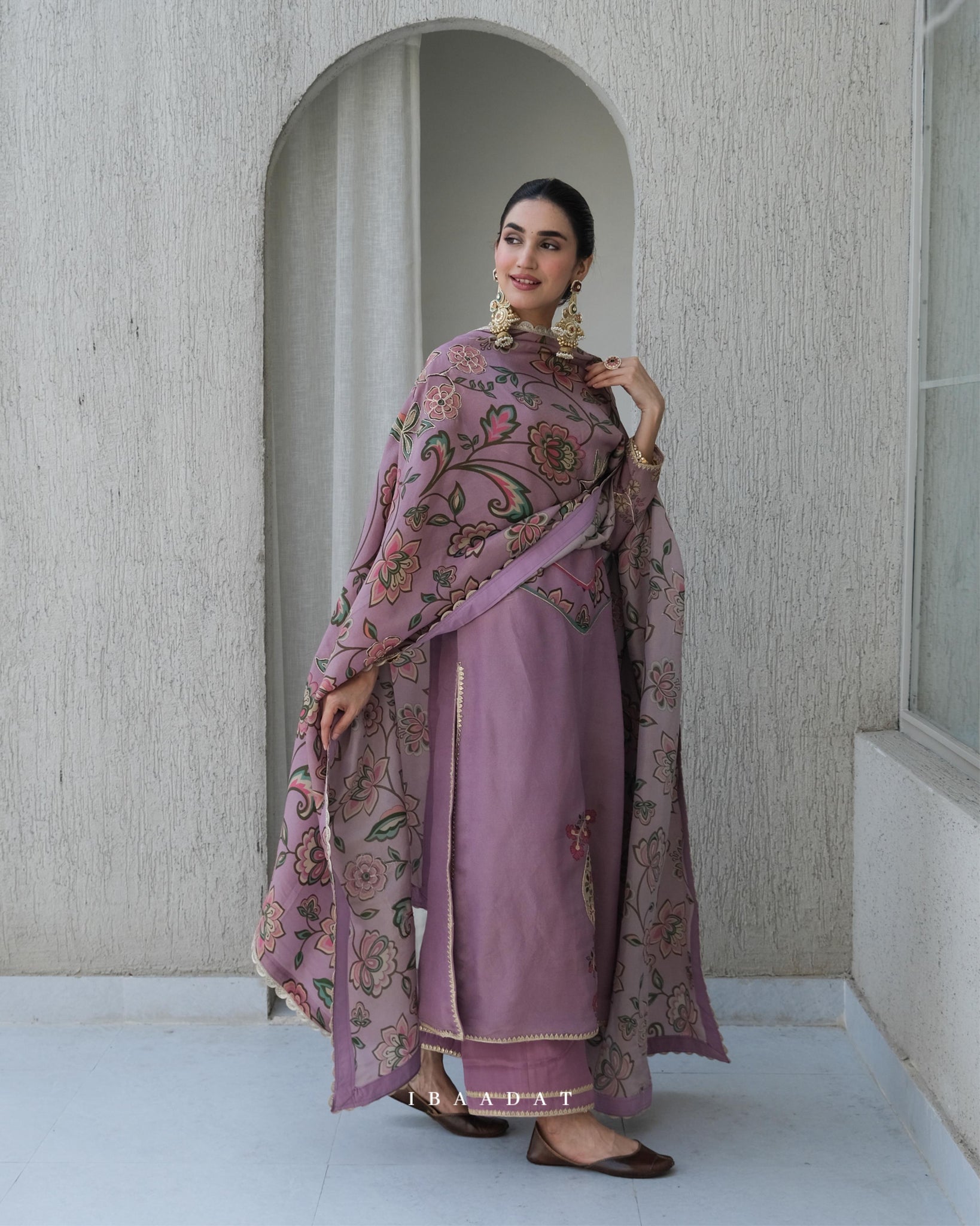 Haniaa Purple Salwar's Crepe Fabric with Complementary Embroidery