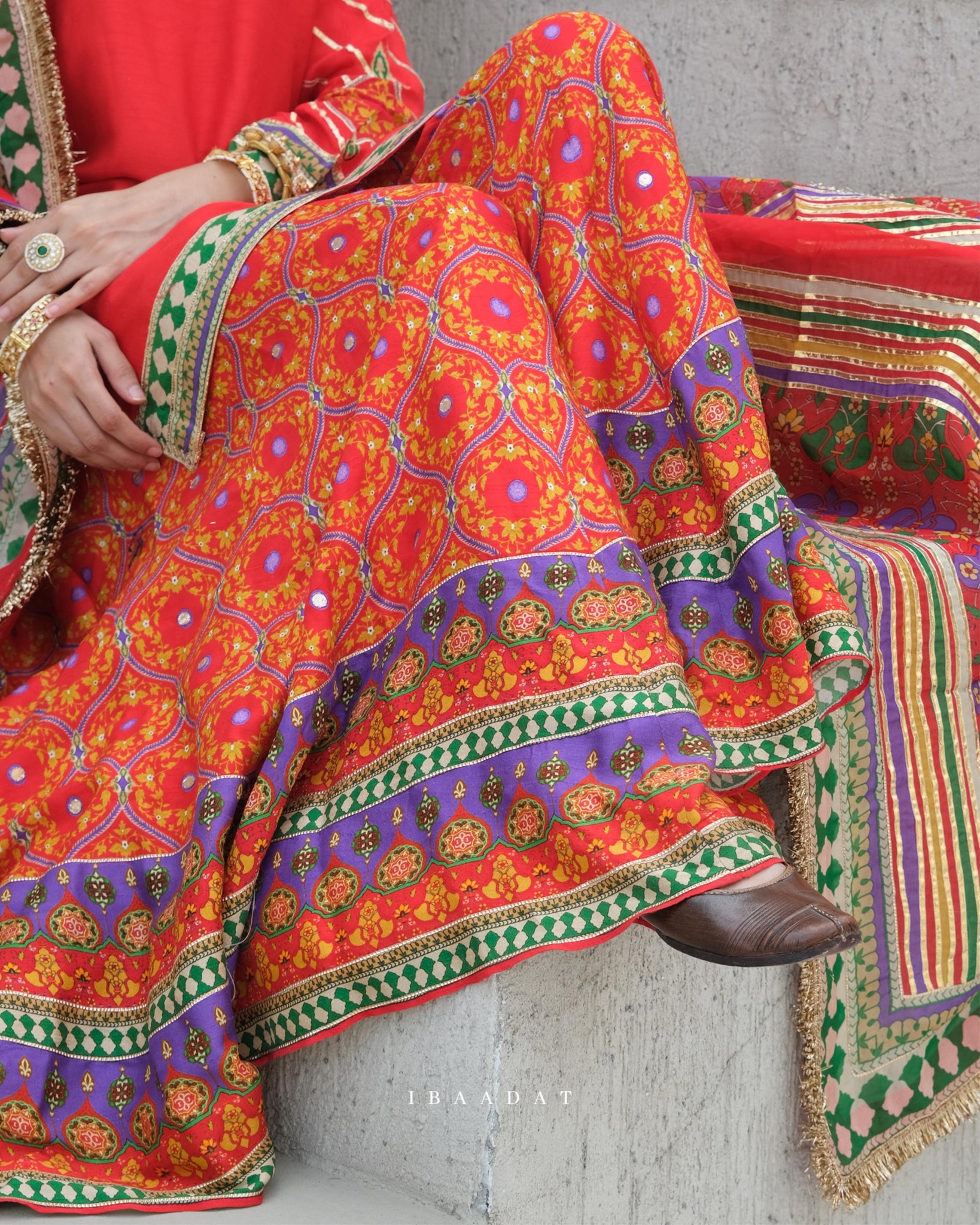 Multistyle Suhaag Anarkali suit for weddings and parties