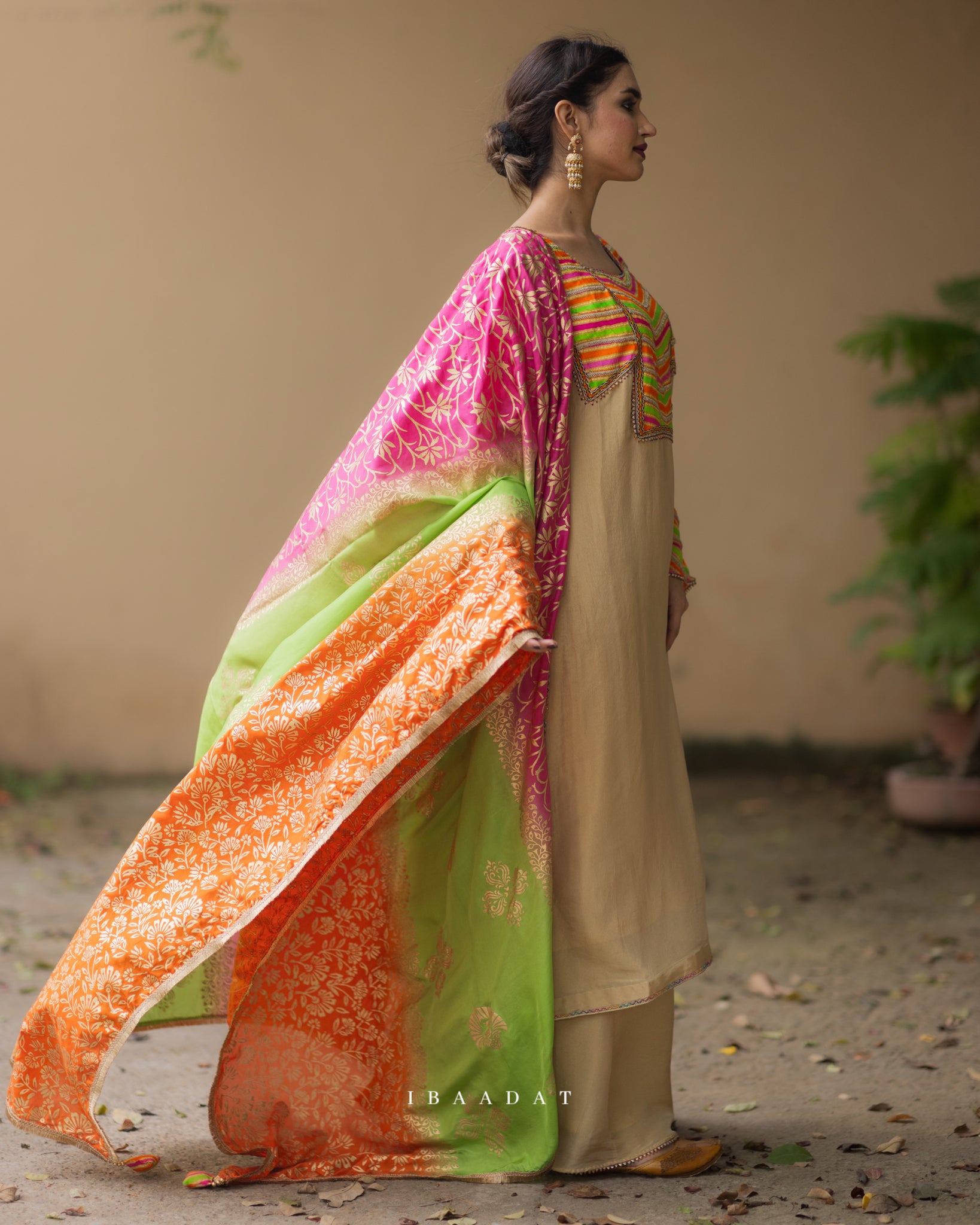 Nainaa Silk Punjabi salwar suit with organza tissue shirt