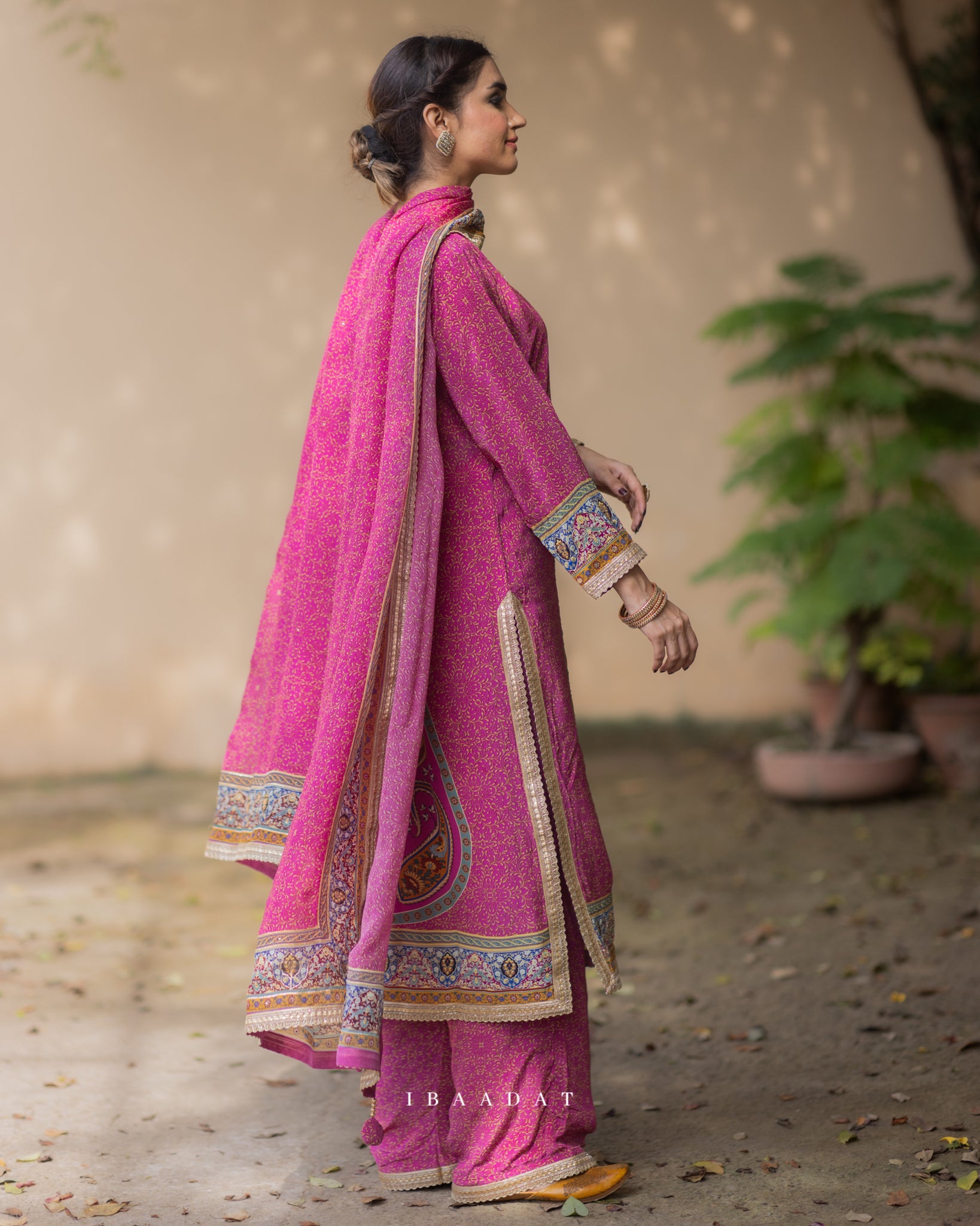 Preet green Punjabi salwar suit with organza dupatta