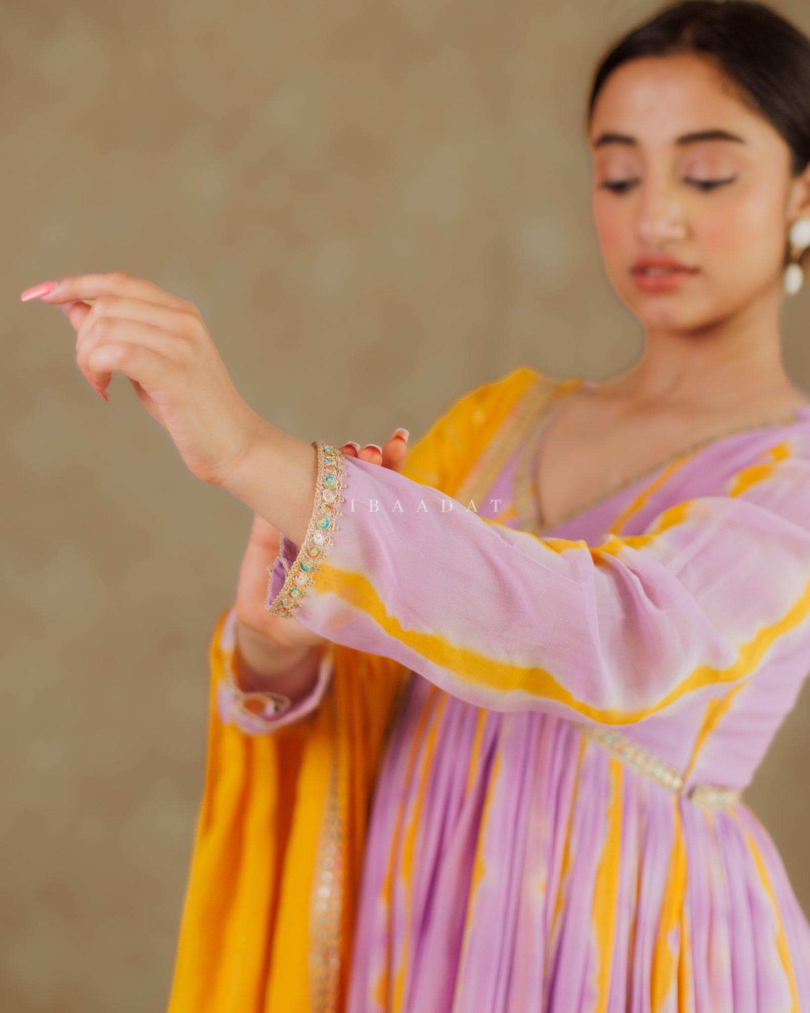 Premium Georgette Lilac Anarkali Suit with Gotta Work