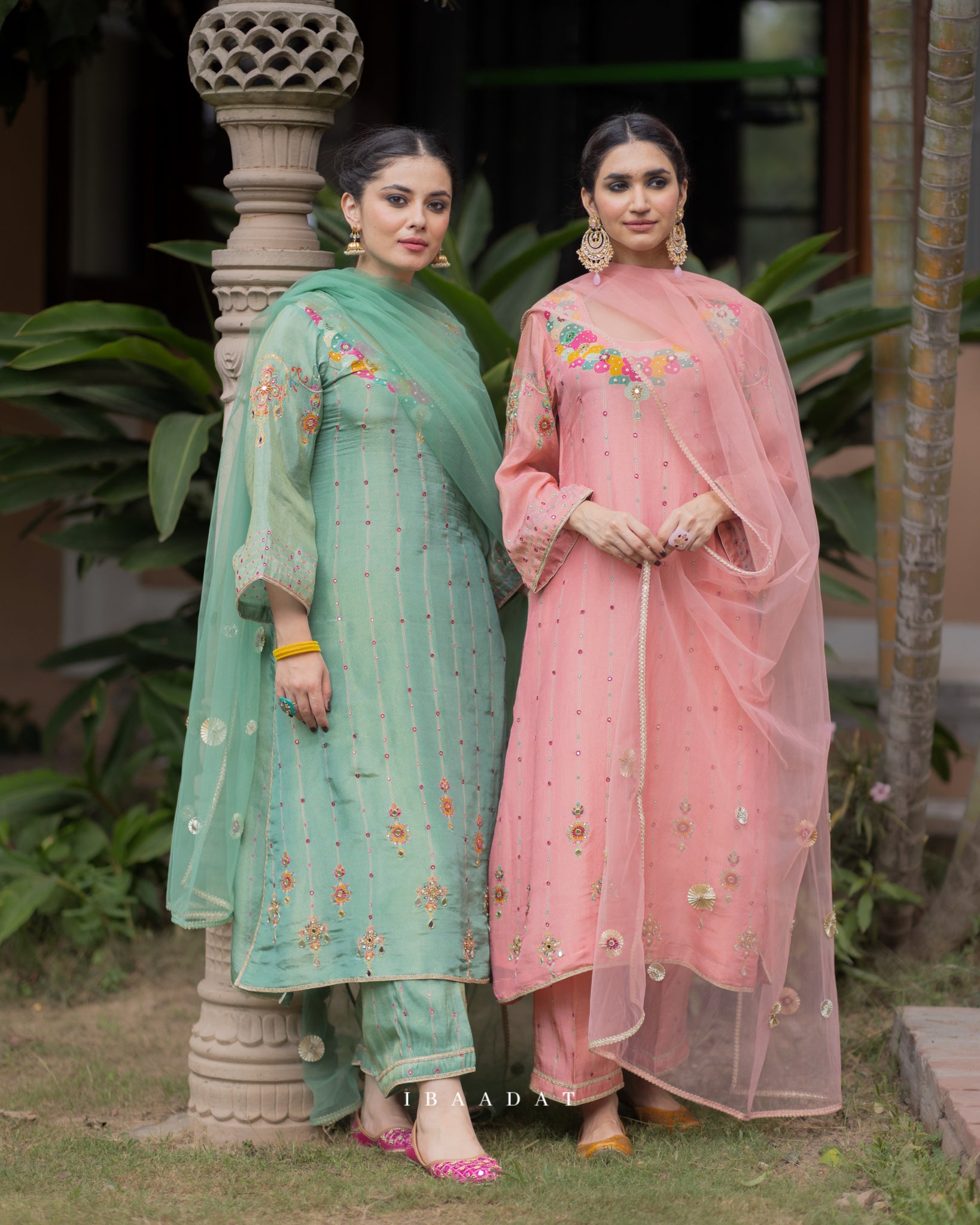 SAJDA green and pink Punjabi suits for women – festive collection