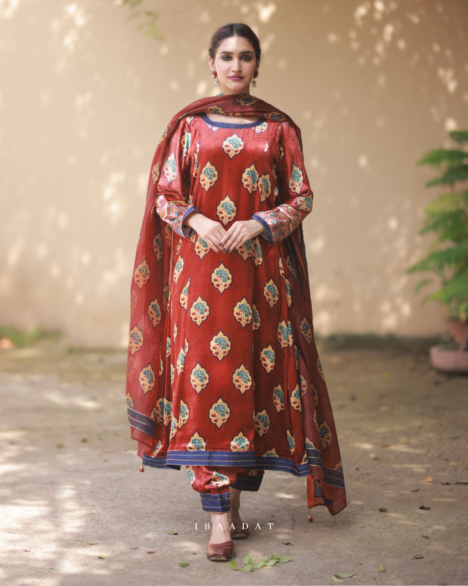 Sabina Premium Printed Red Punjabi Suit for Women