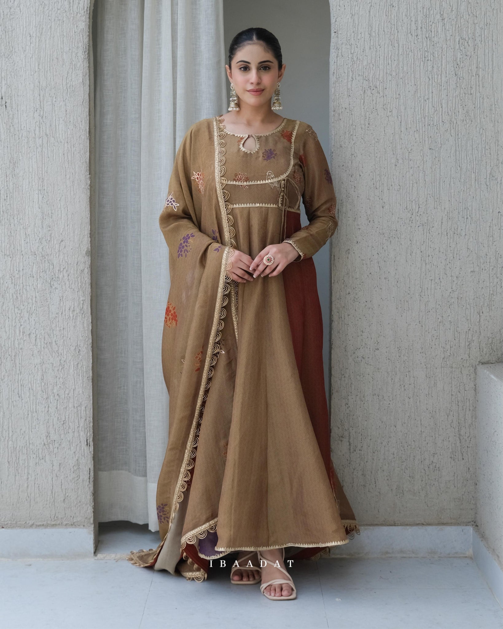 Samairaa Brown Anarkali Suit | 16-Kali Embroidered