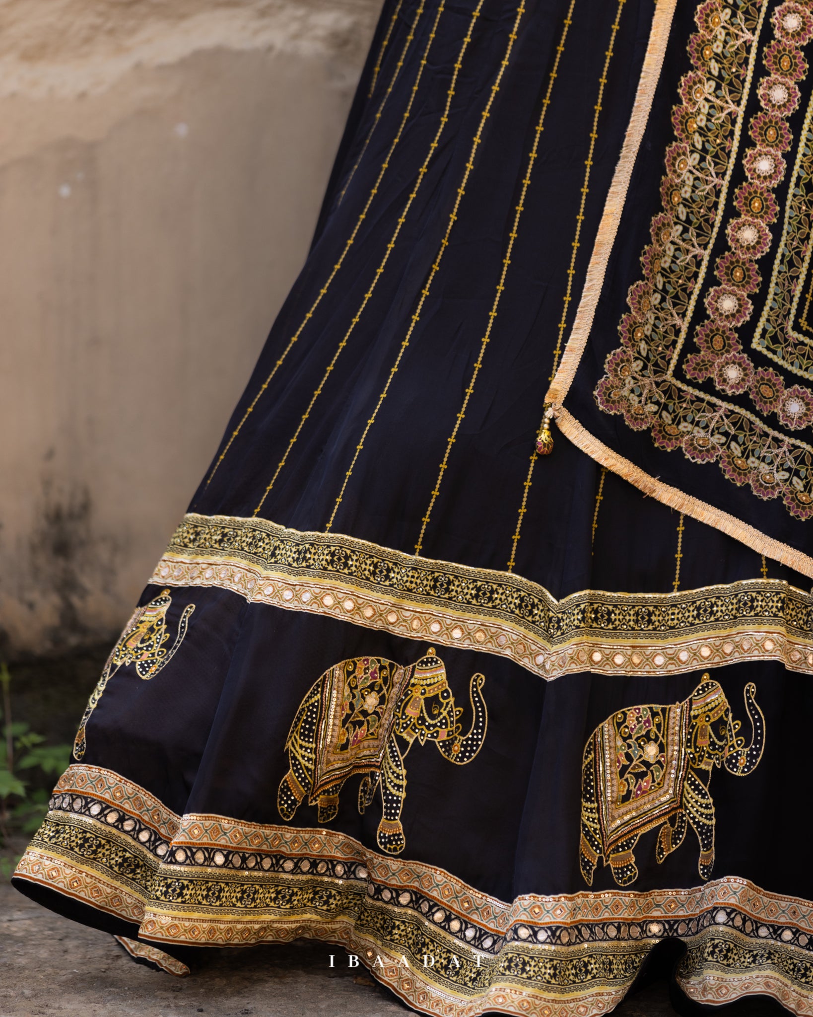 Shakti Black Premium Printed Anarkali Suit set for Women