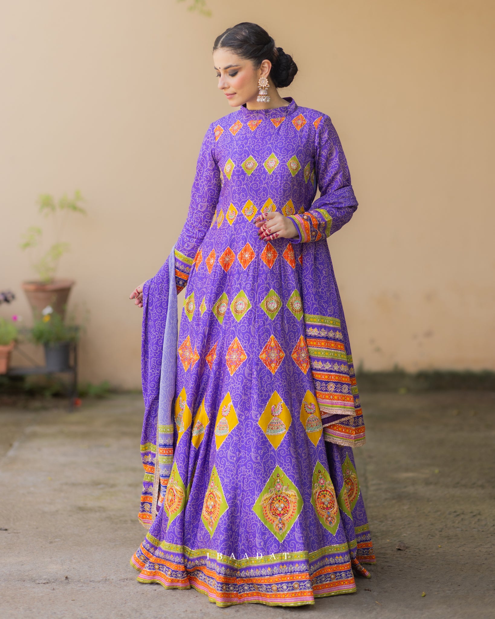 Sifat Premium Printed Anarkali Suit for Women in Purple