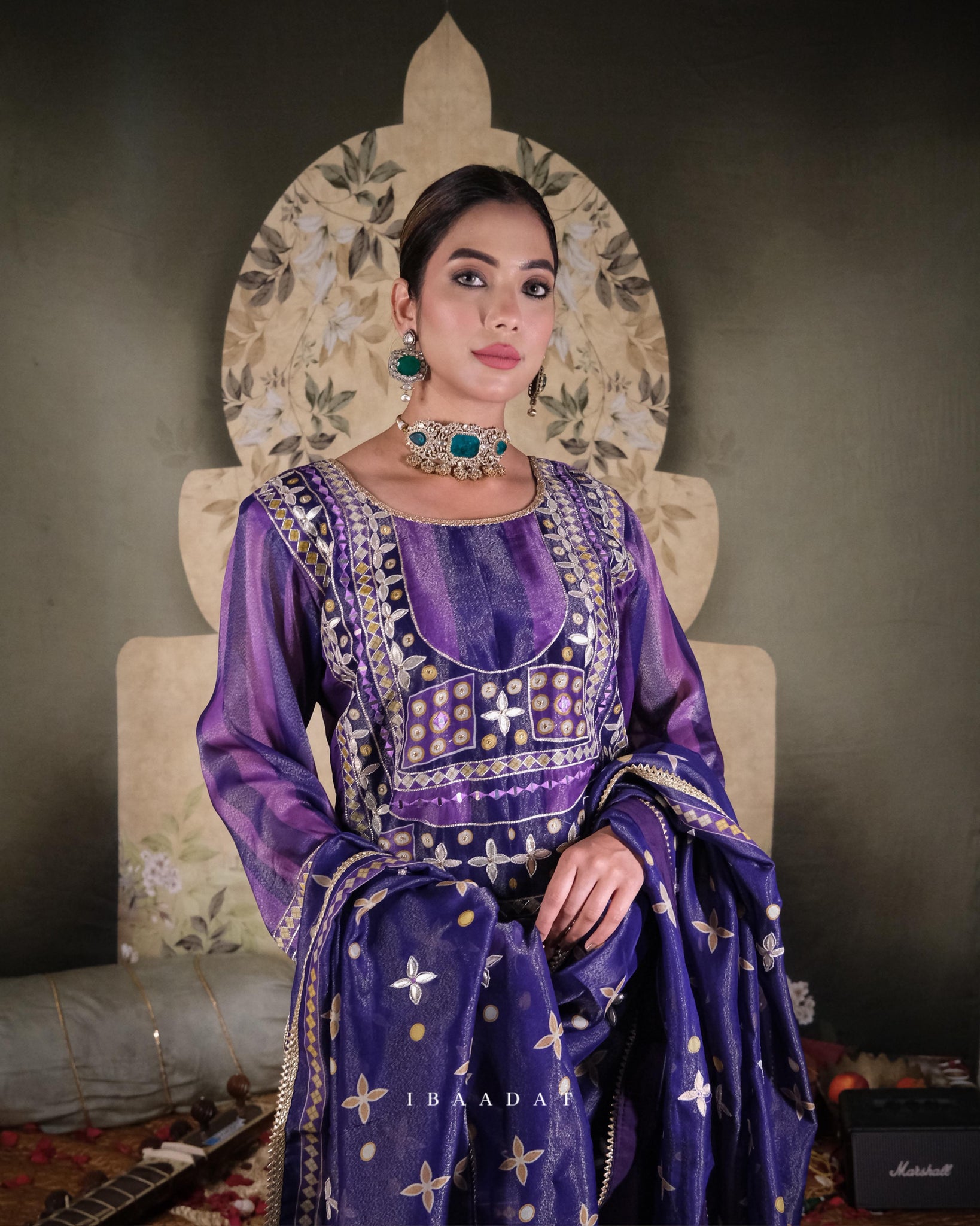 NAZAKKAT - Purple Tissue Pallazo Suit