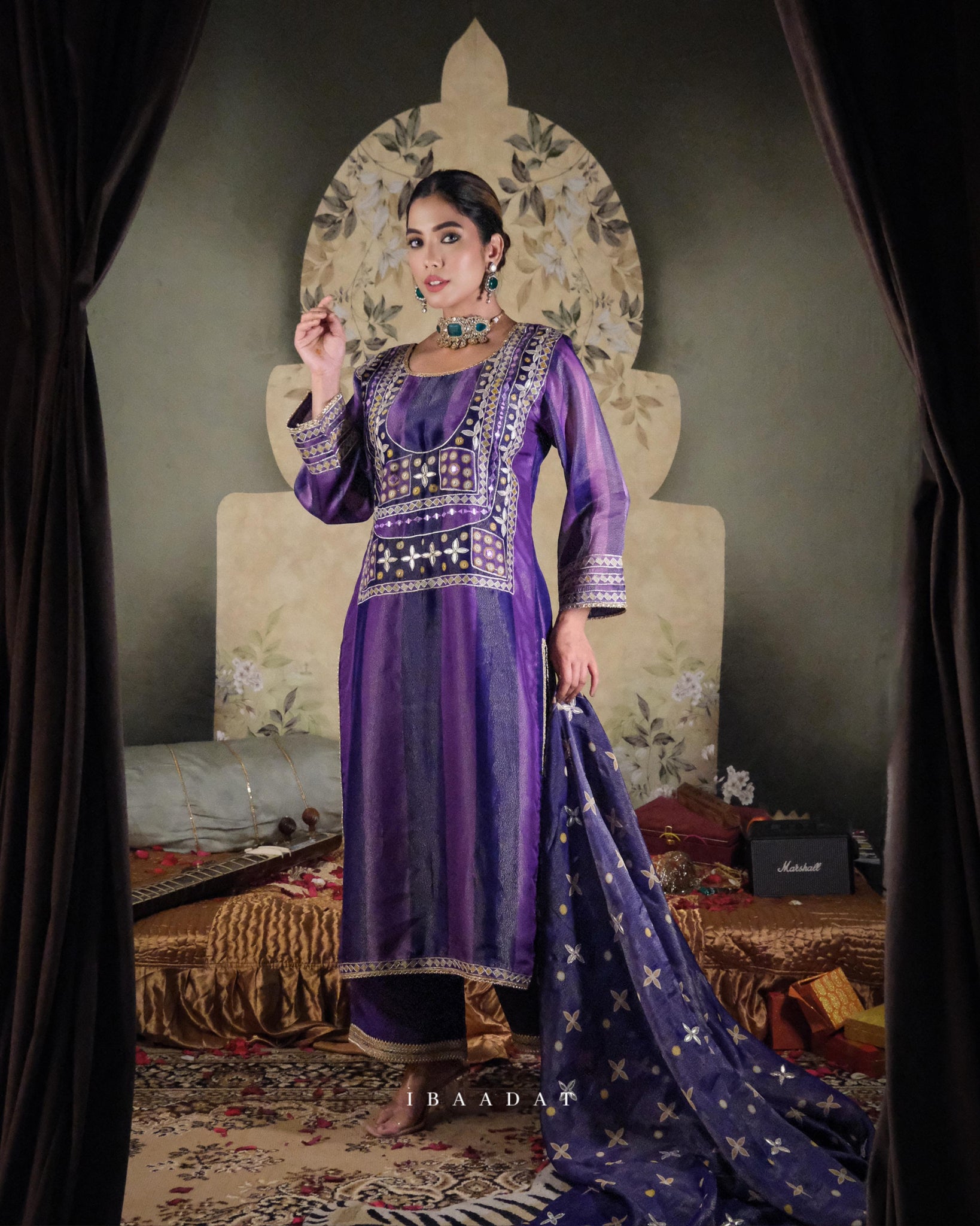 NAZAKKAT - Purple Tissue Pallazo Suit