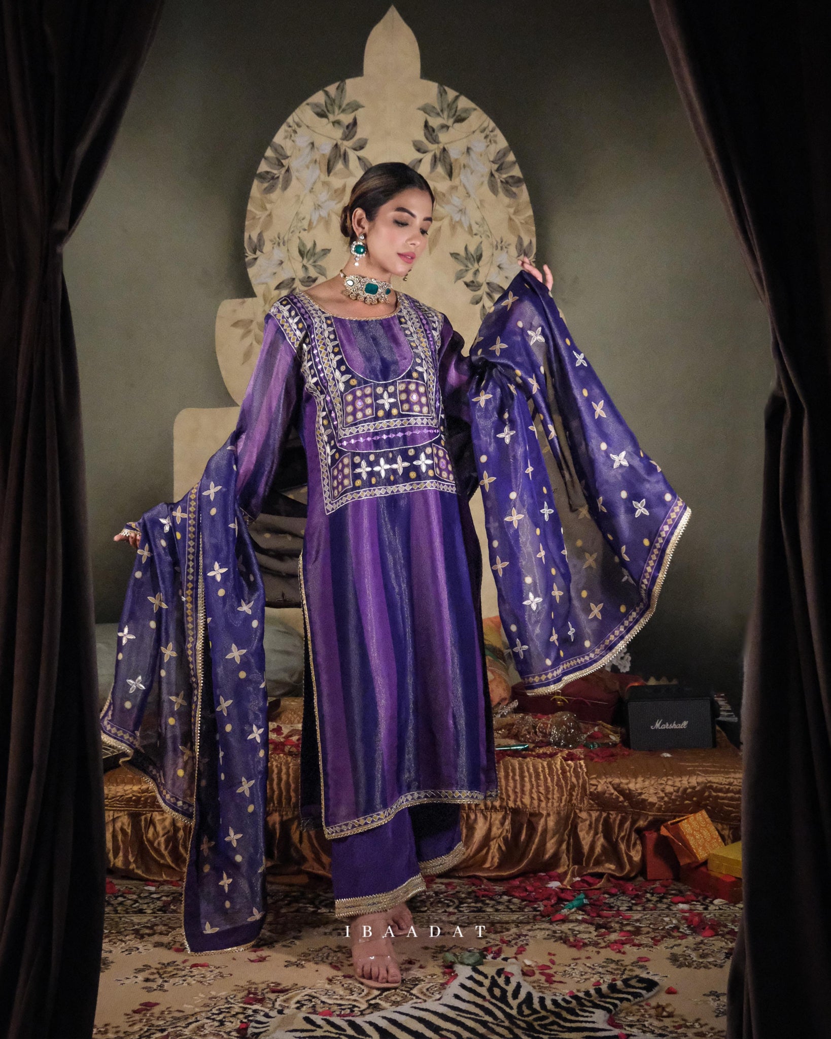 NAZAKKAT - Purple Tissue Pallazo Suit