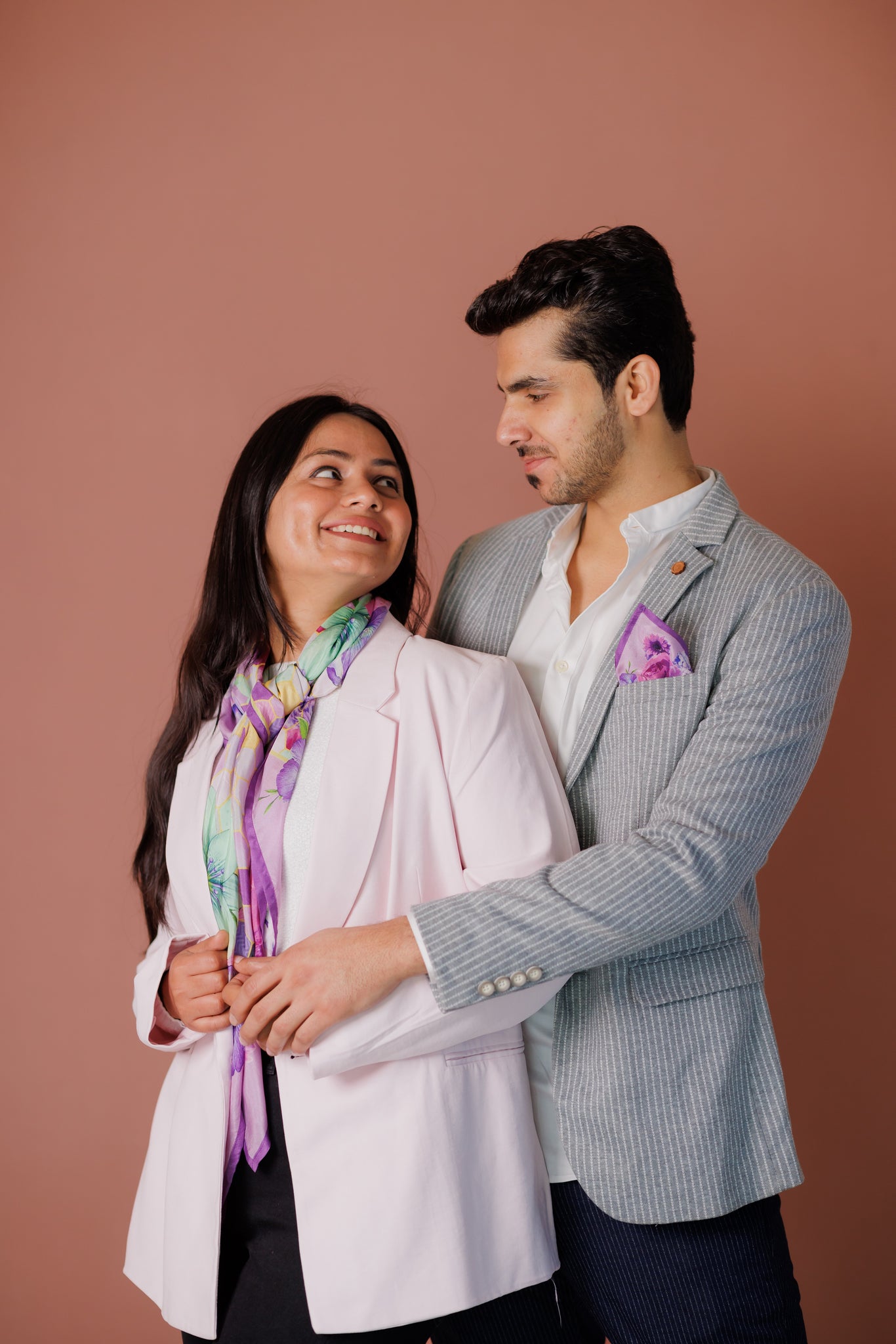 Lilac Affair - Pocket Square & Scarf Combo Pack for Couples