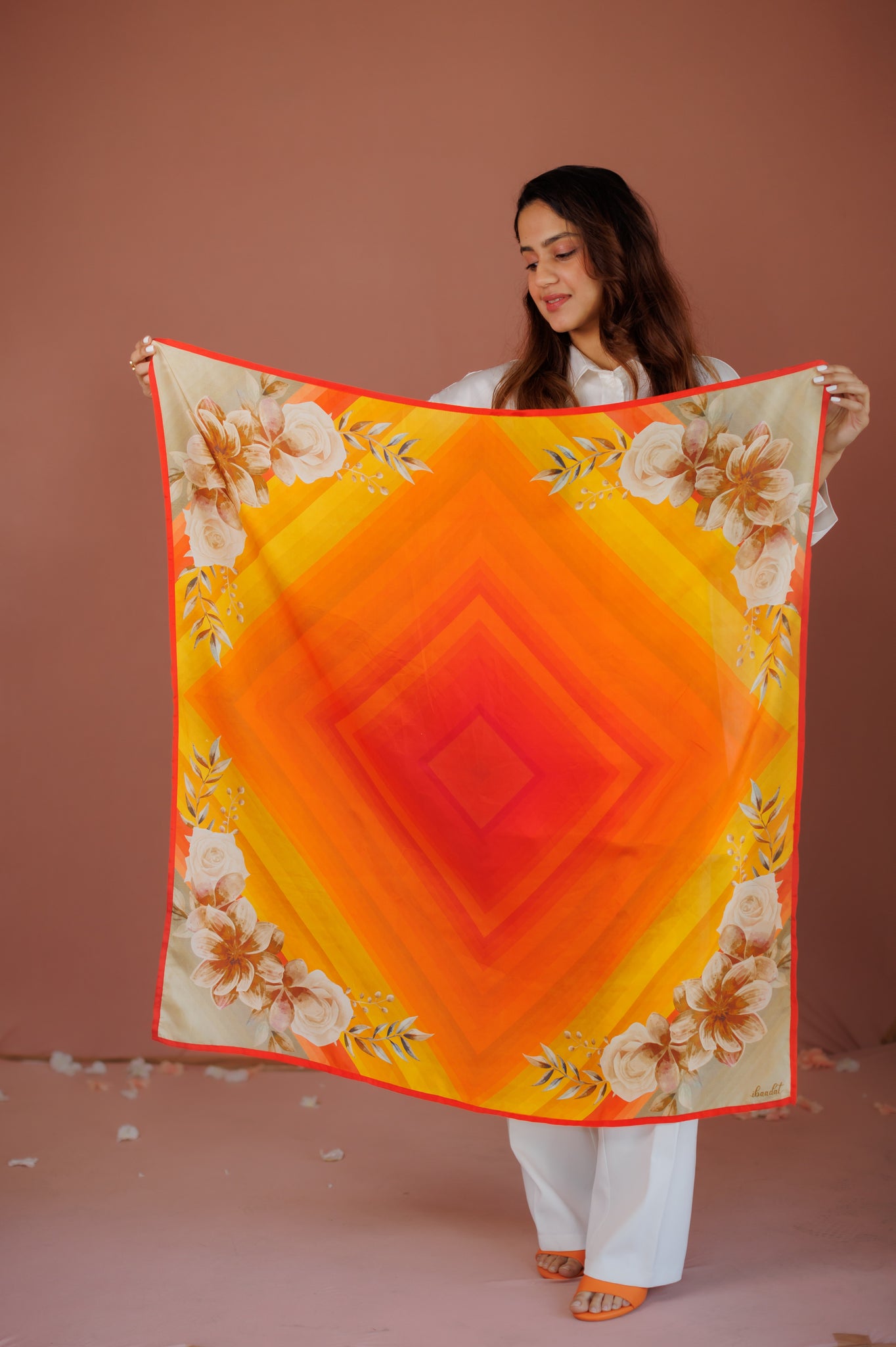 Ombre Floral Pure Silk Women Scarf