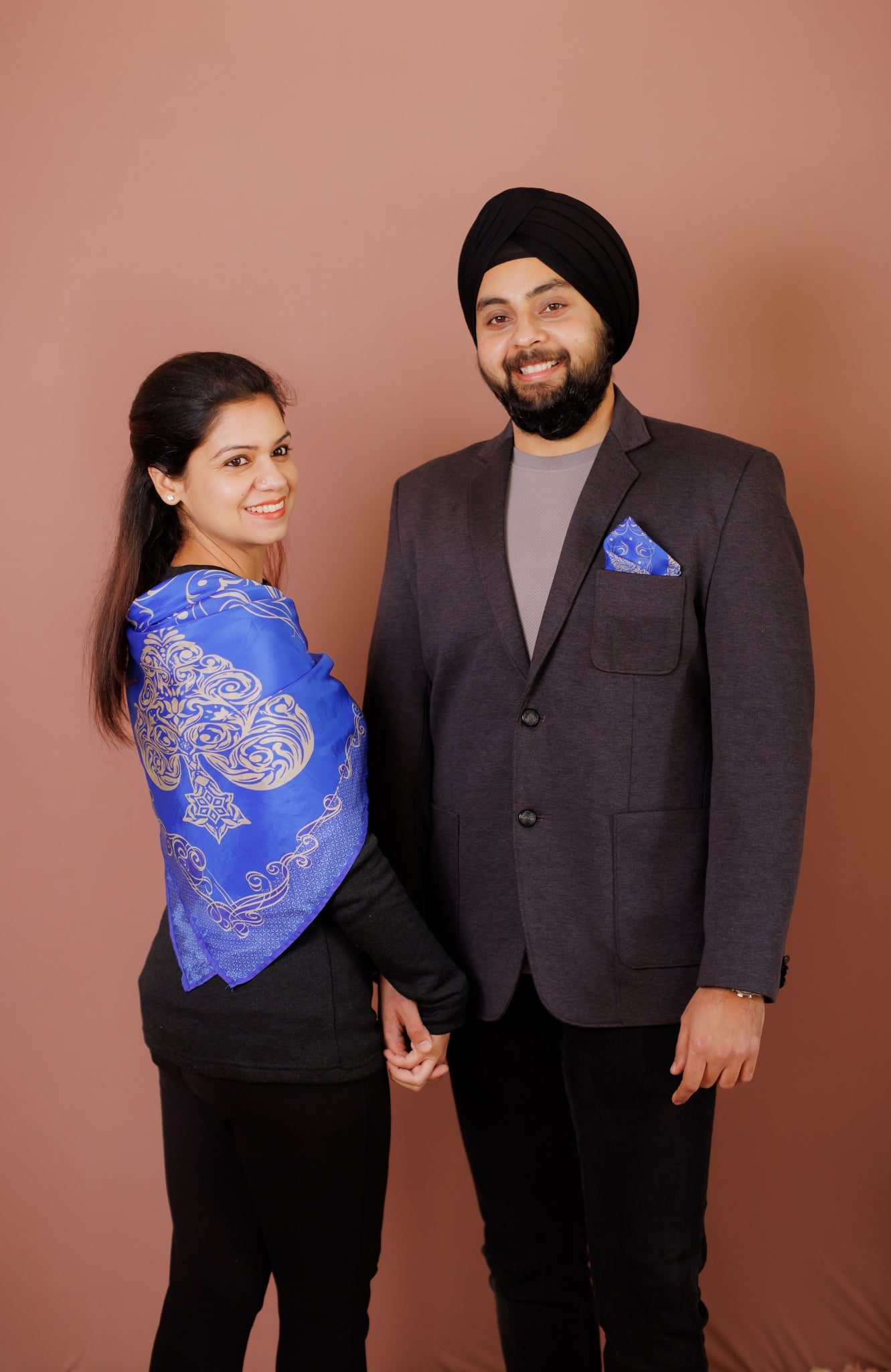 Royal Spade Pocket Square & Scarf for Couples - Combo Gift