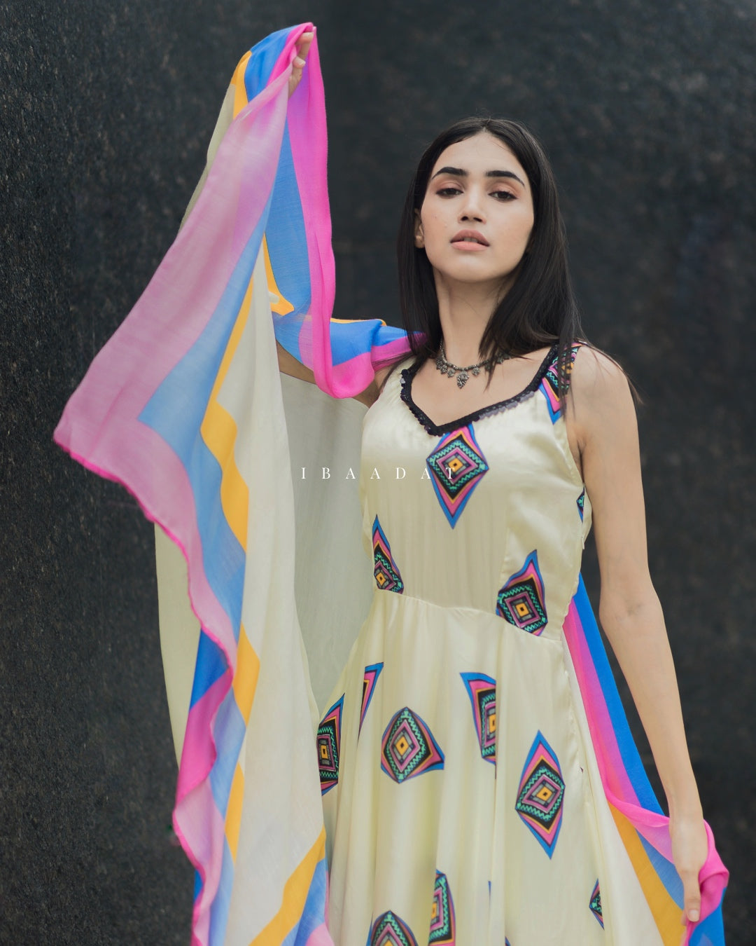 Black and white Patola print Punjabi suit for formal wear