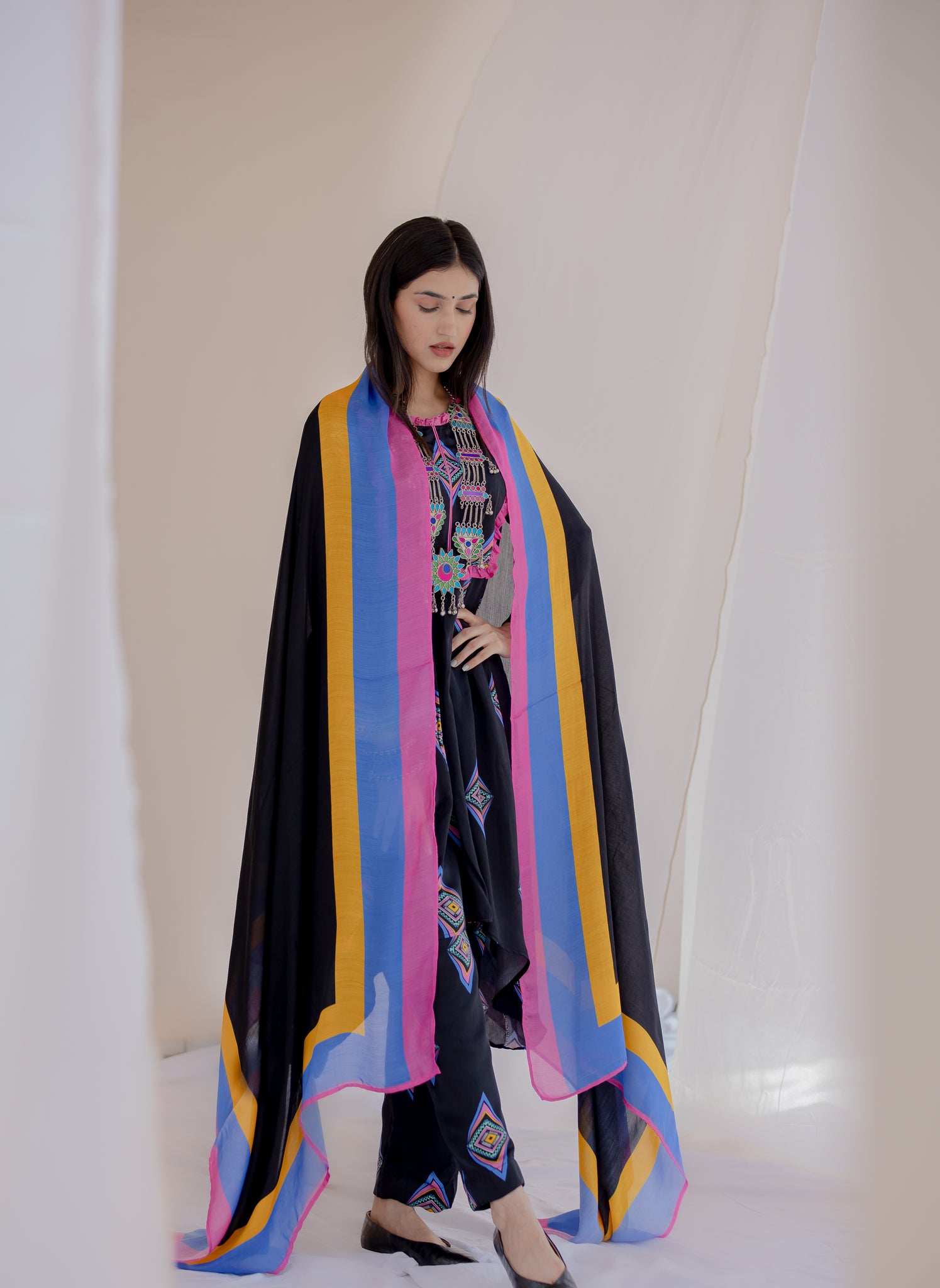 Black organza Punjabi suit for weddings and parties