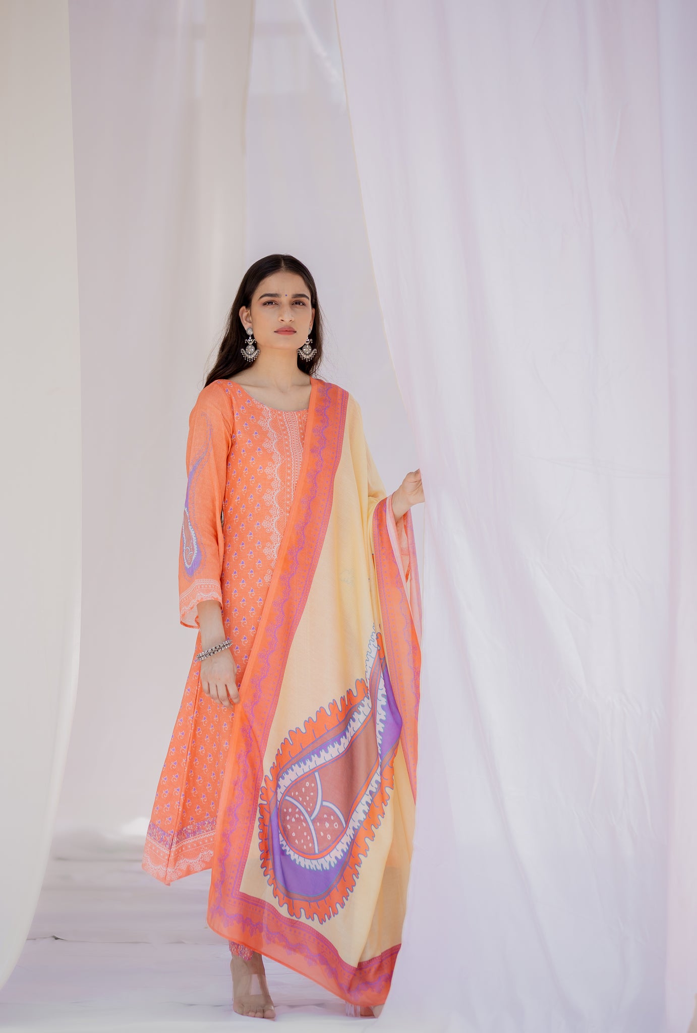 Blue Festive Cotton Salwar Suit with Paisley Design