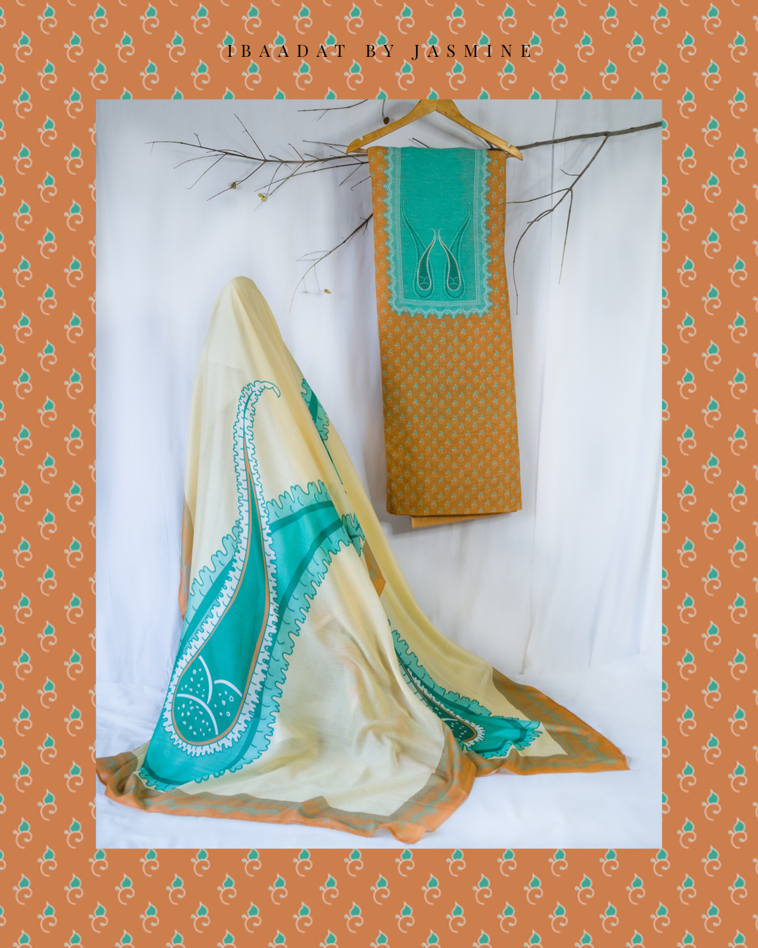 Blue Festive Cotton Salwar Suit with Paisley Design