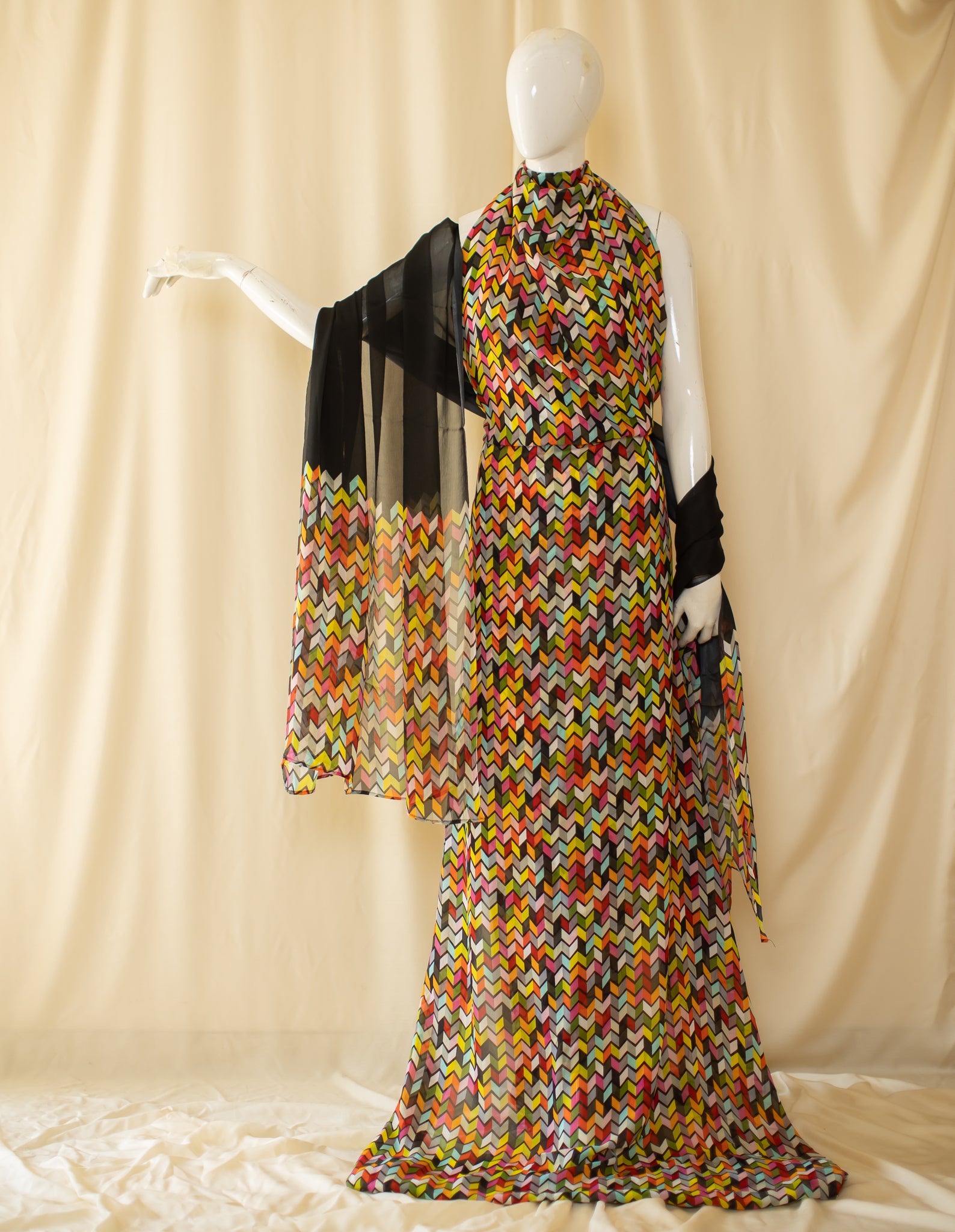 Classic Black Designer Sheesh Mahal Sharara Set
