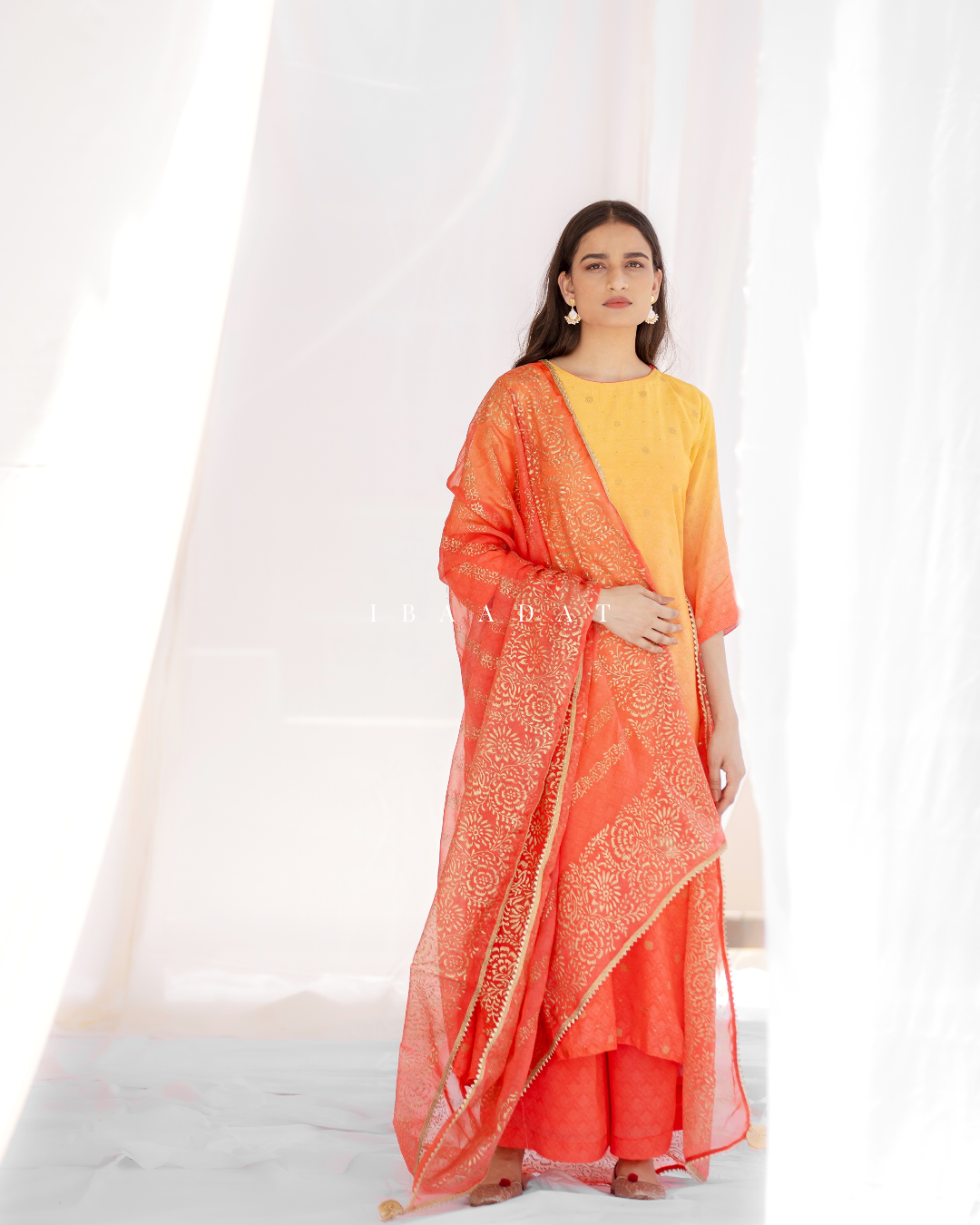 Cotton Silk Peach Formal Salwar Suit with Zari
