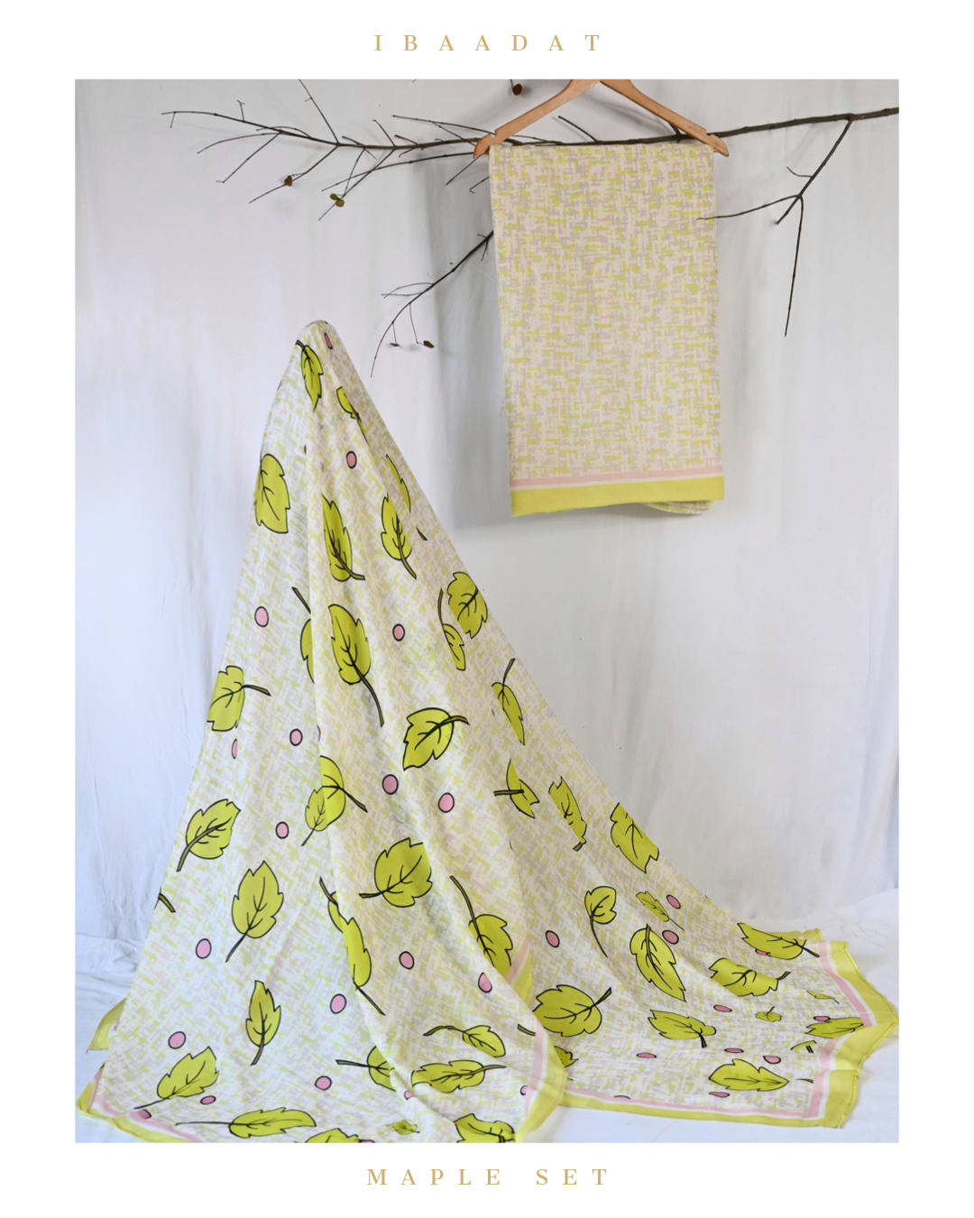 Designer Maple Set Cotton Salwar Suit in White and Neon Green