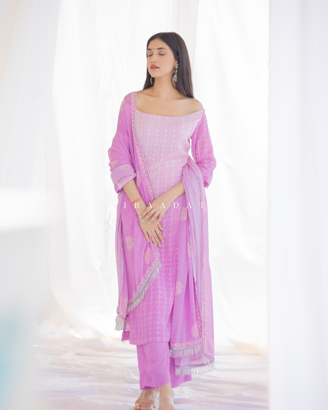 Designer Mumtaz Set in Pink for Party Wear