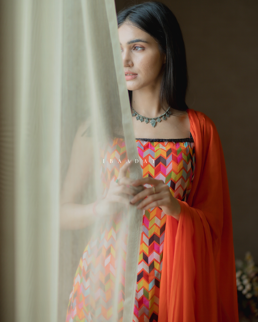 Elegant Red Sheesh Mahal Party Wear Set