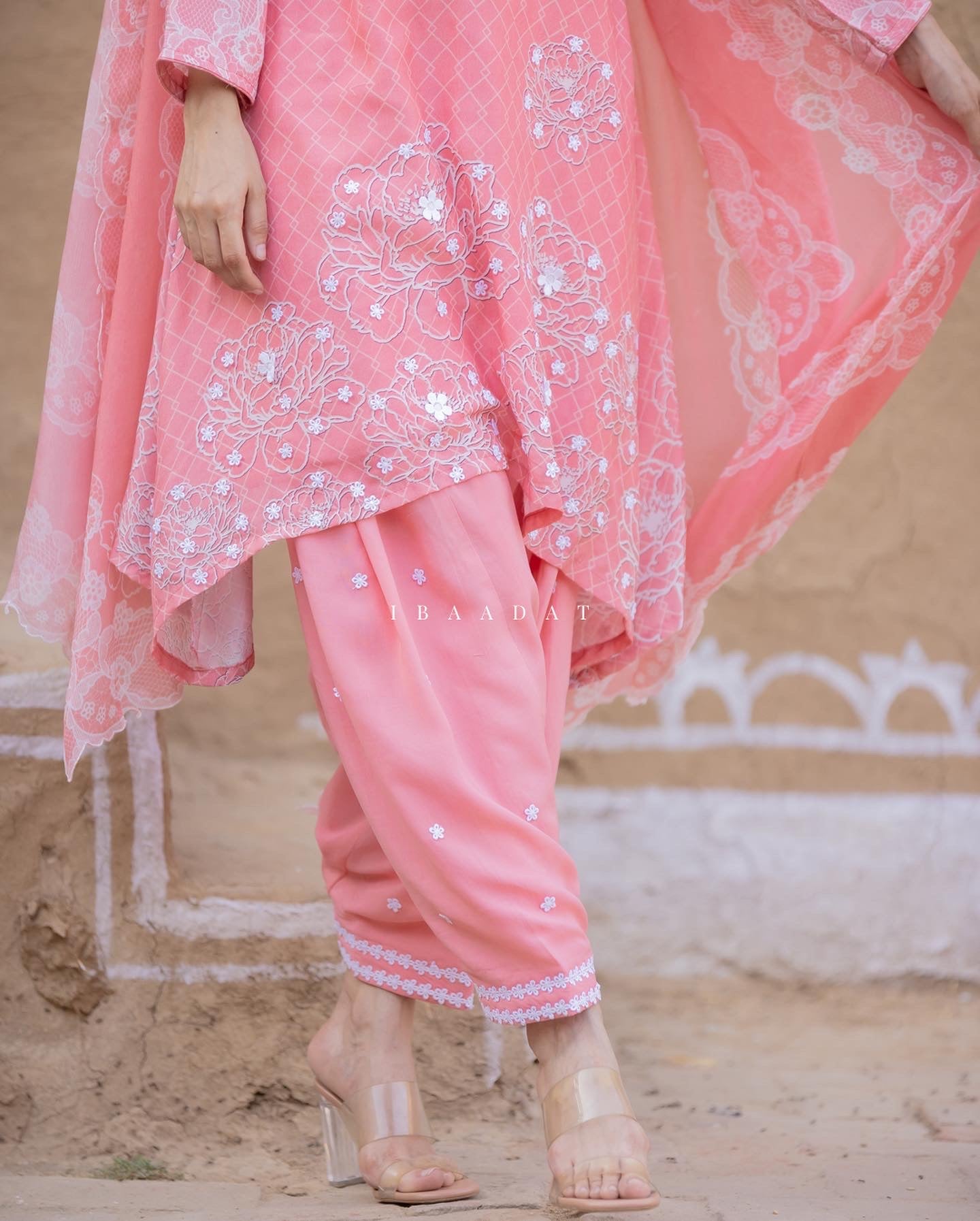 Elegant peach and lavender Punjabi suit for office