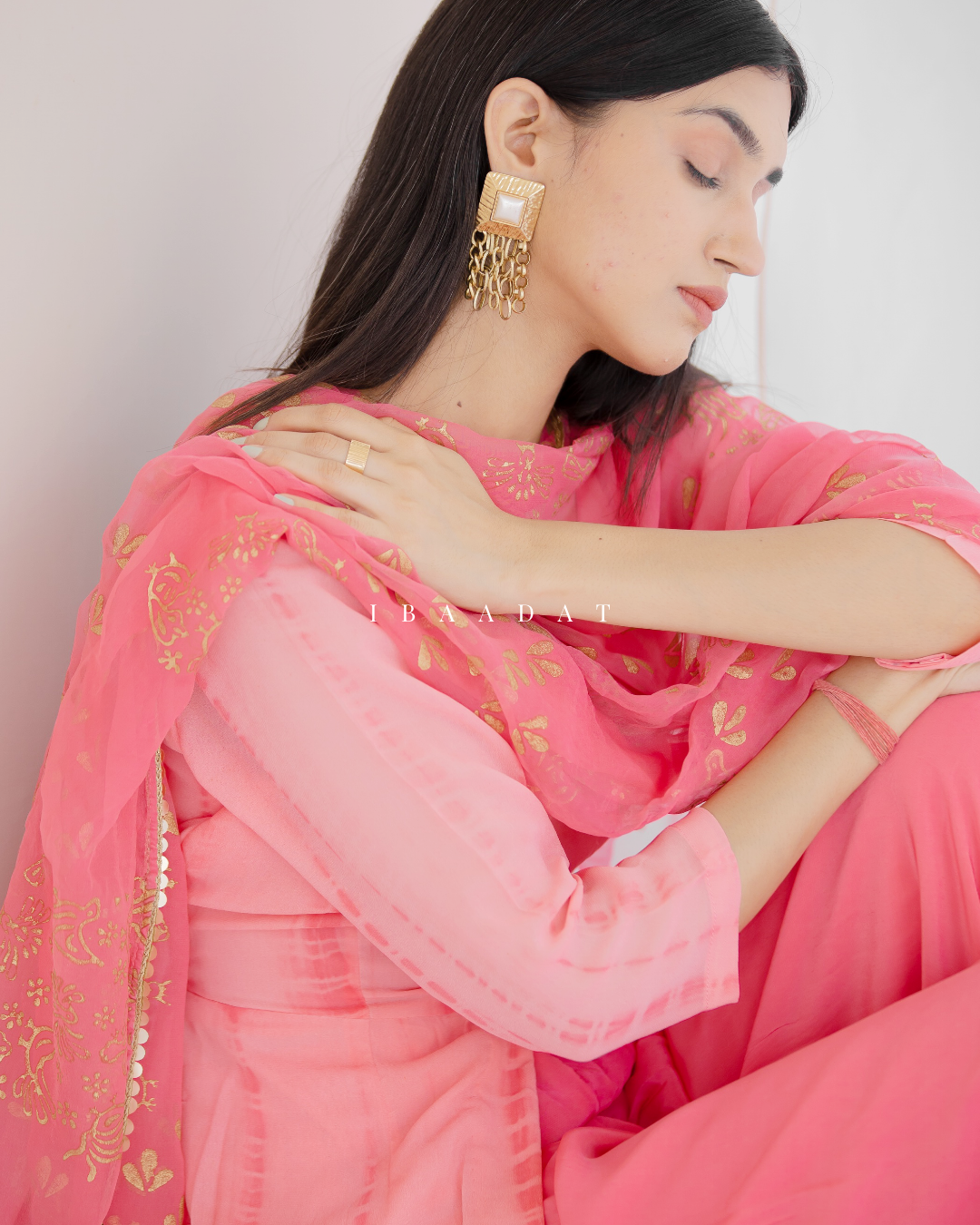 Elegant pink printed Sharara set for women