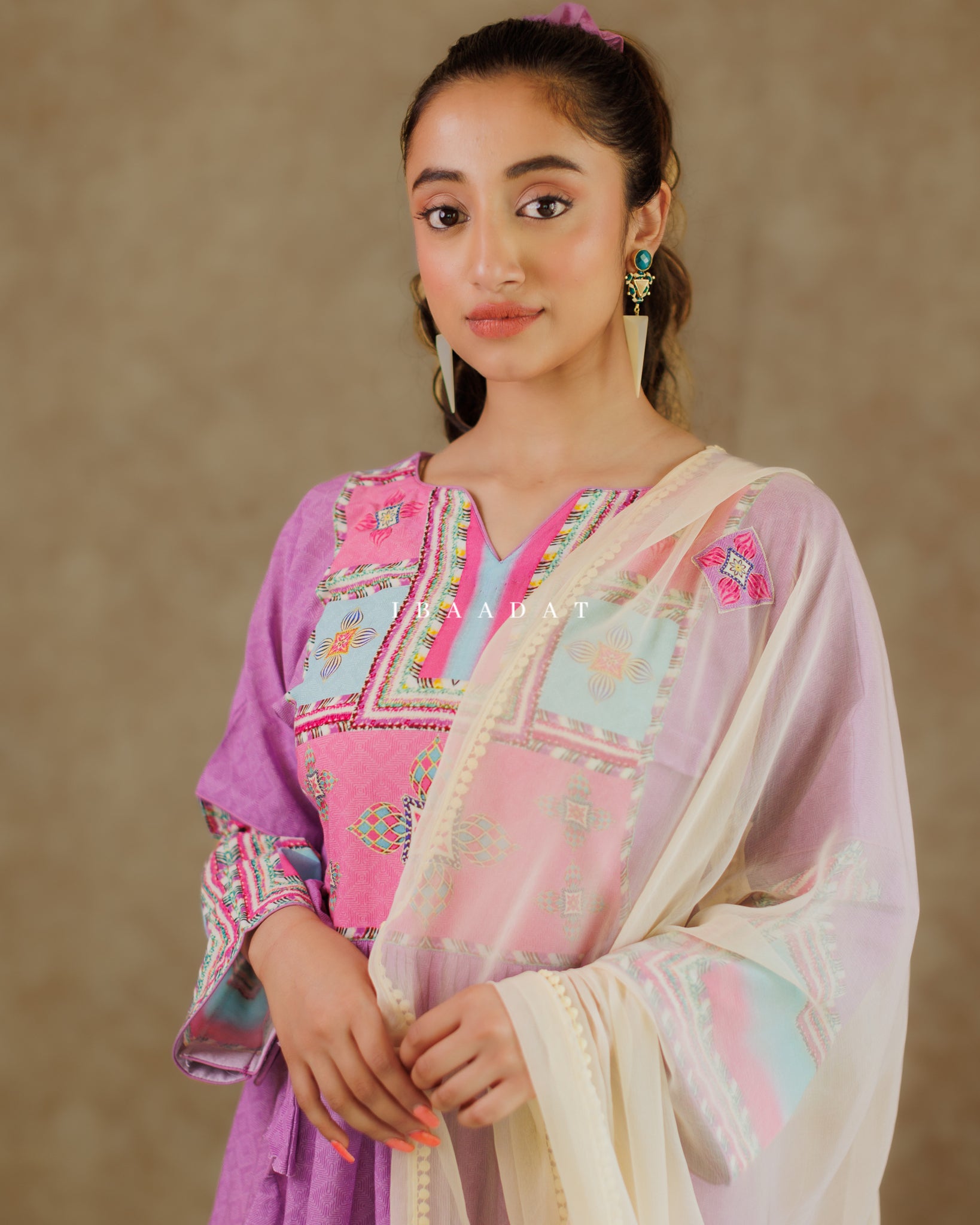 Elegant purple printed Manchali salwar kameez for women