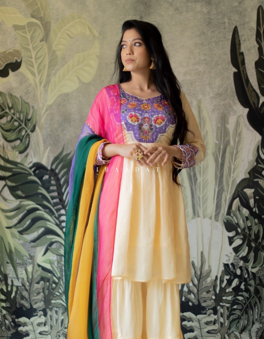 Ethnic Multicolor College Wear Sharara Set for Women