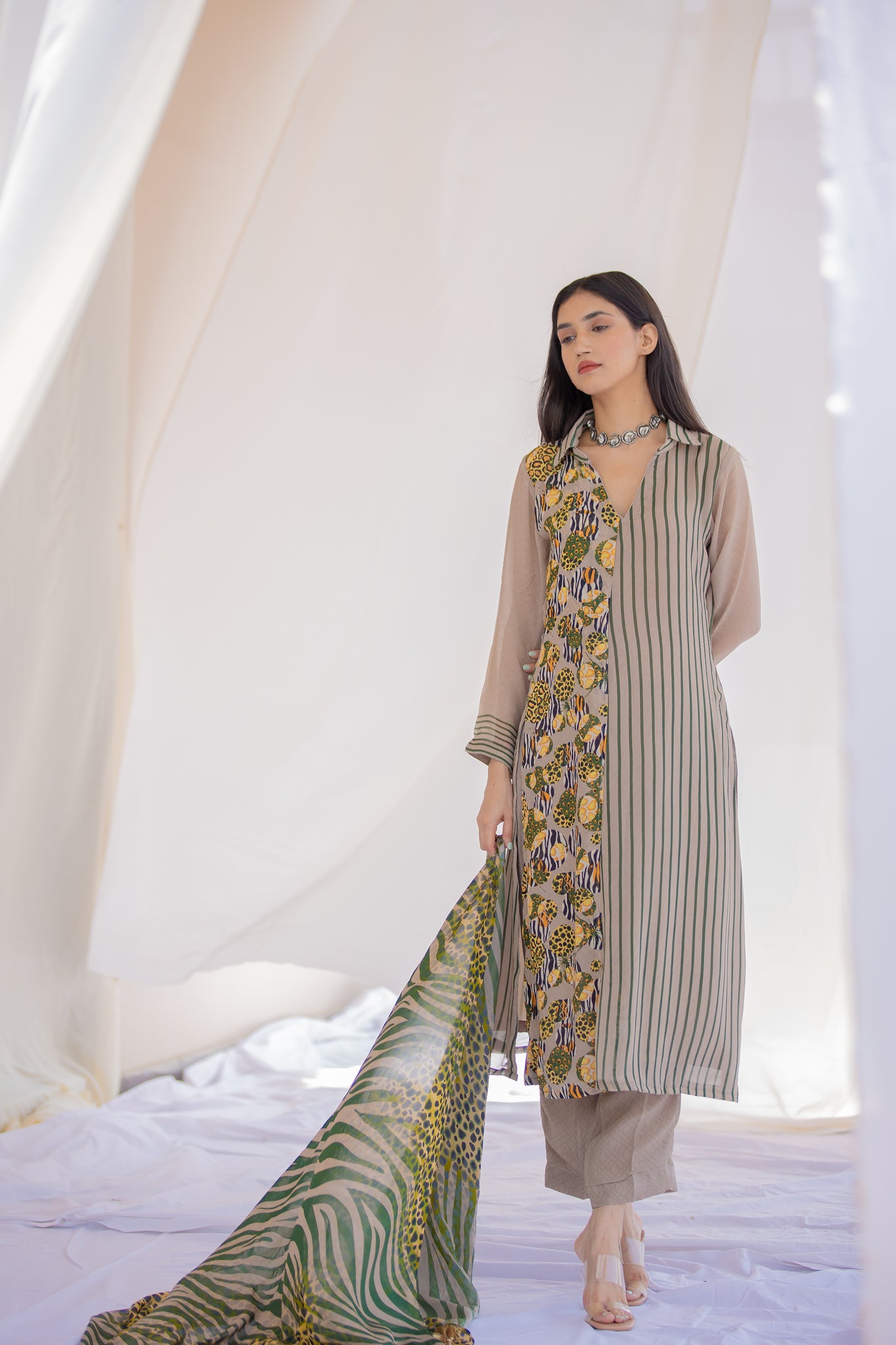 Ethnic mouse shade salwar kameez – Designer Safari Set