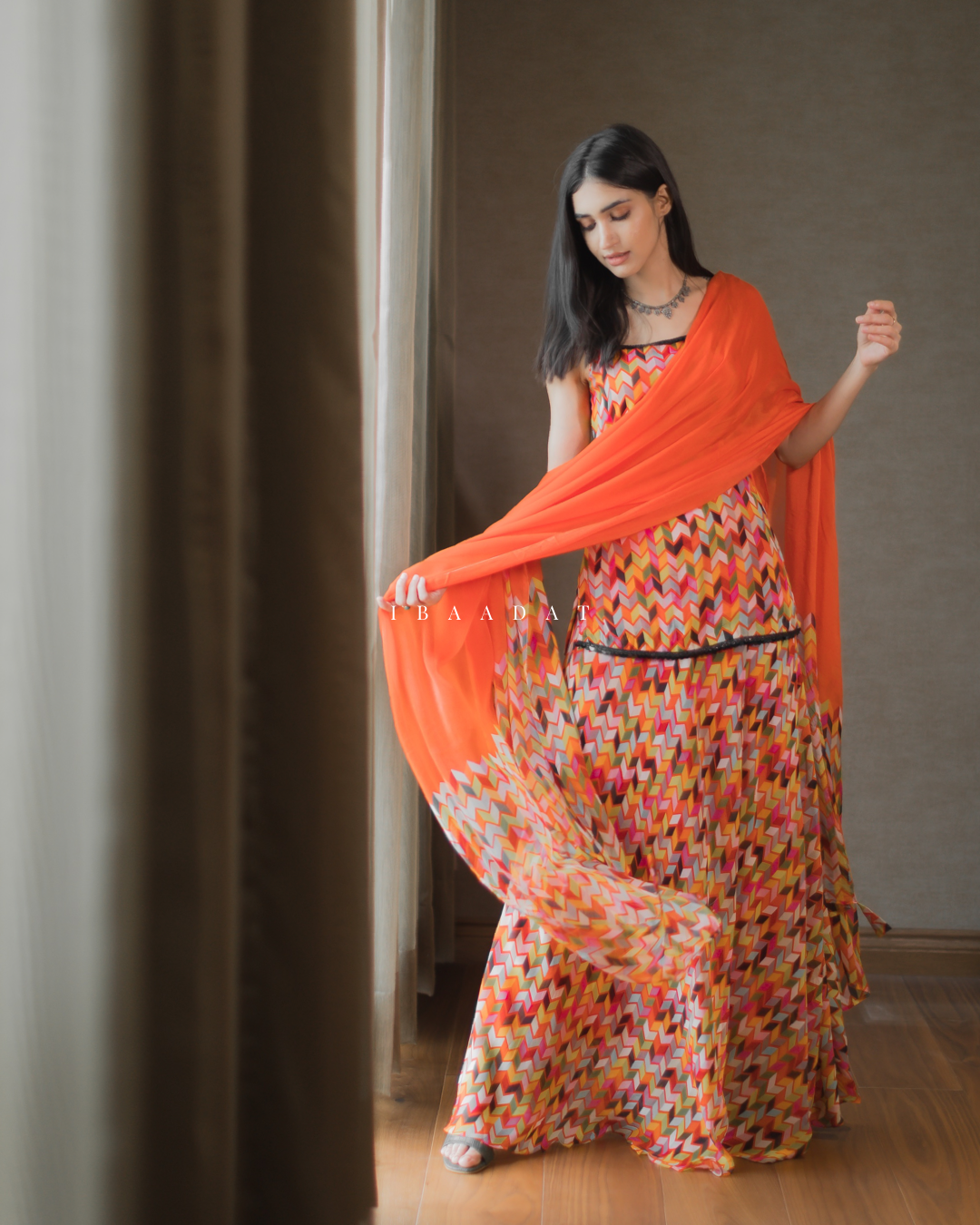 Festive Red Sharara Suit Set with Printed Design