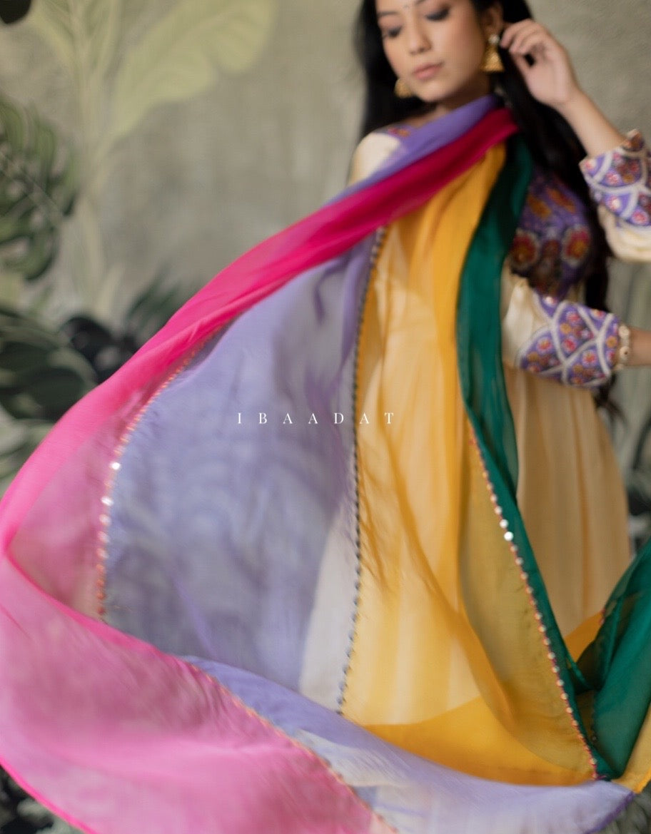 Gharara Style Multicolor Suit for Formal Office Wear