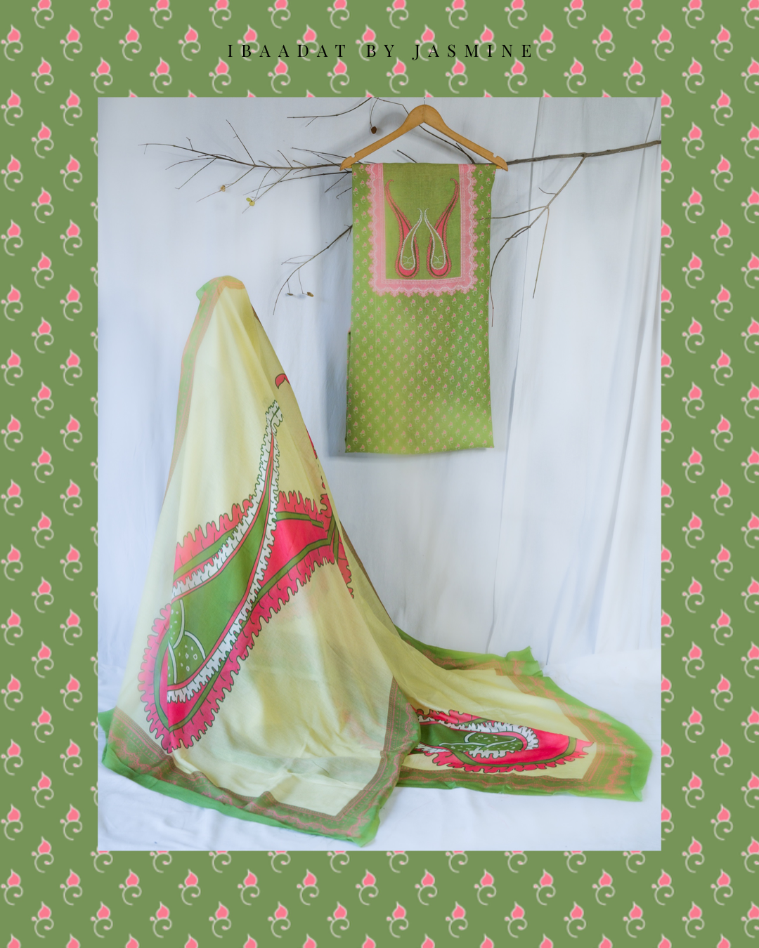 Green Paisley Print Festive Salwar Suit for Women