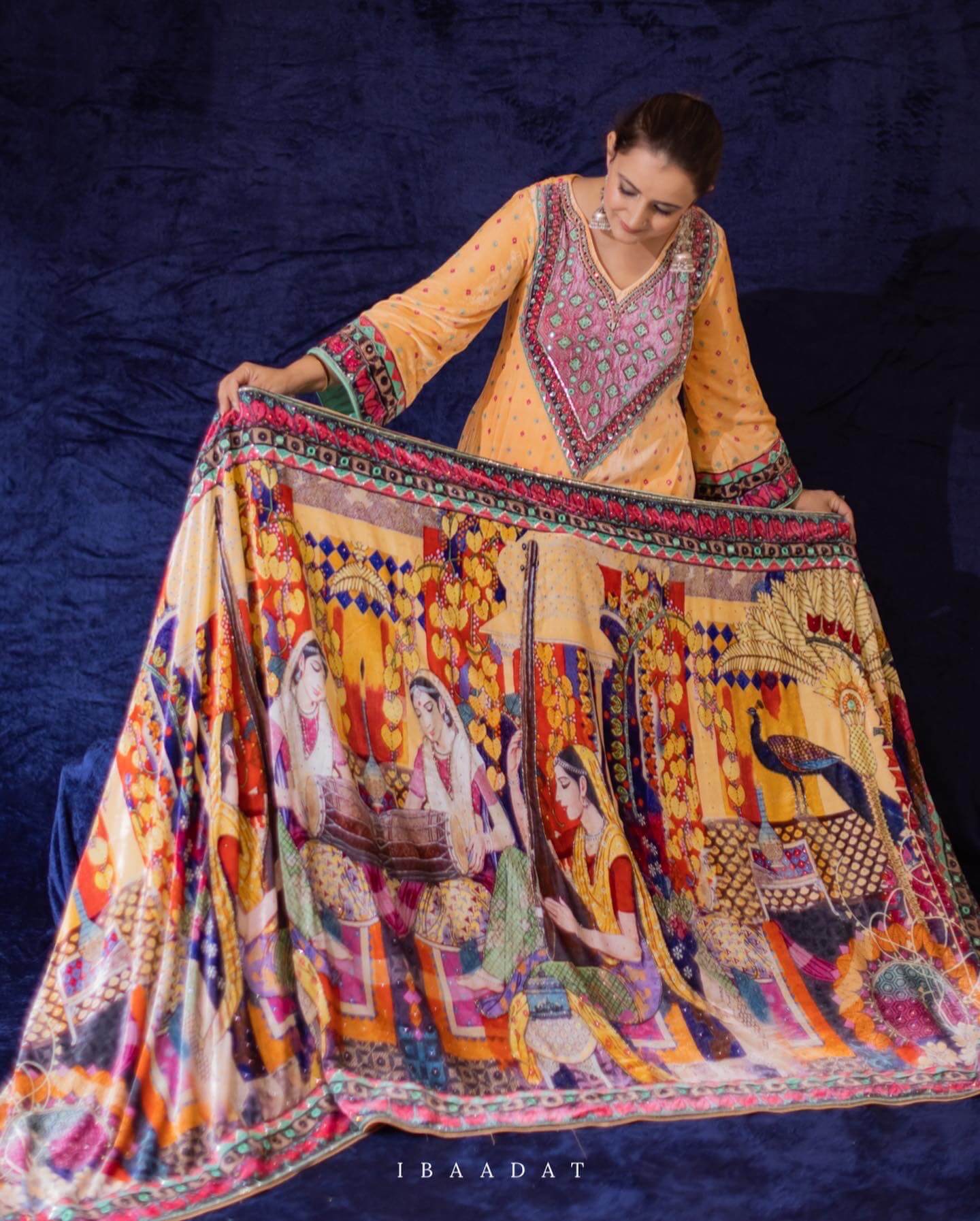 Handcrafted Yellow Nagris Suit Set for Festive Look