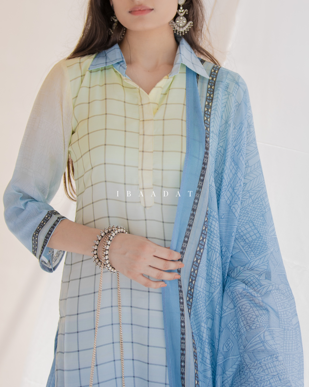 Ice blue Designer Hut Set cotton modal salwar suit