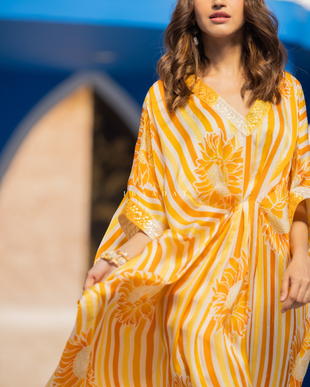 Indo Western viscose satin kaftan for women