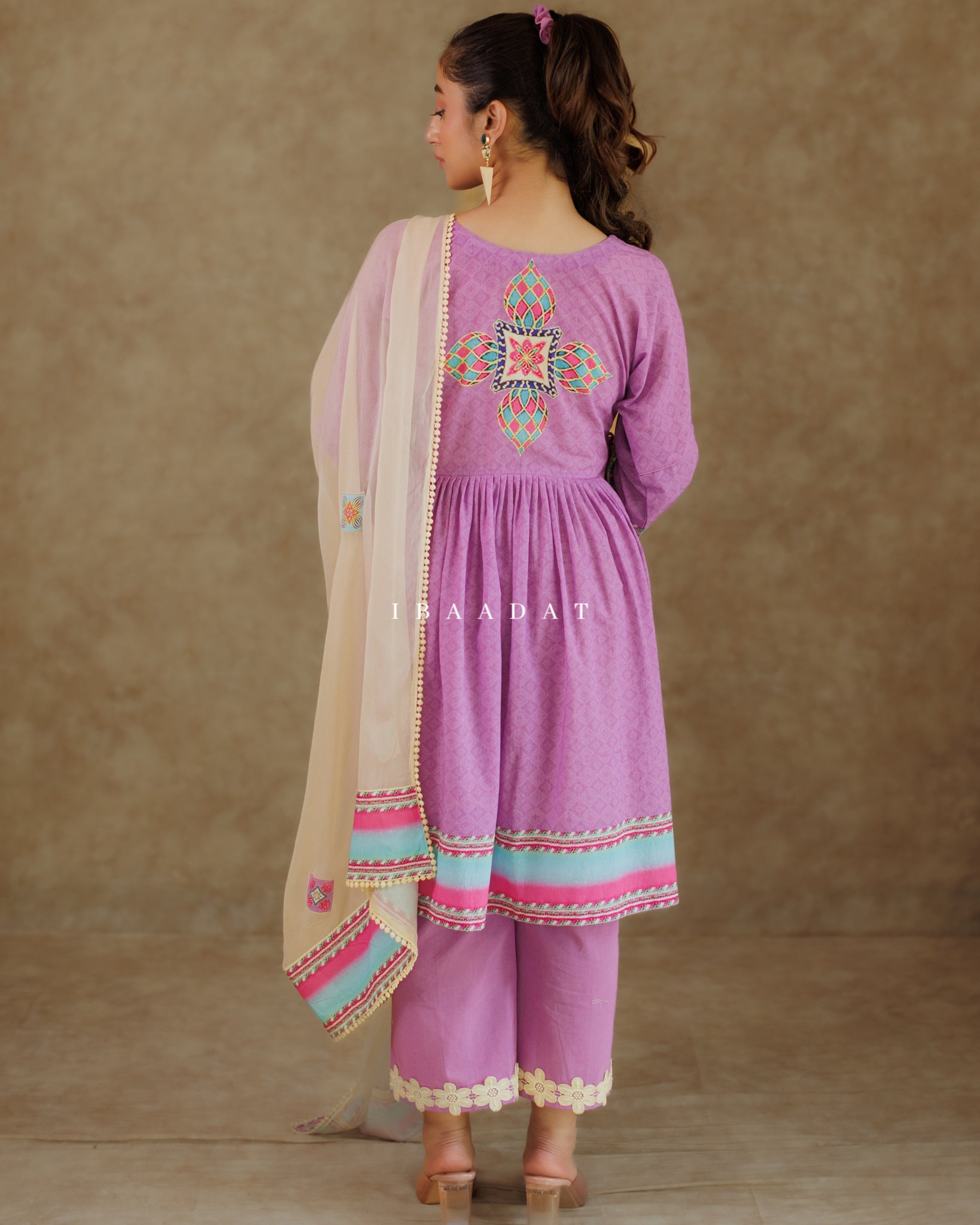 Office wear purple viscose crepe salwar suit