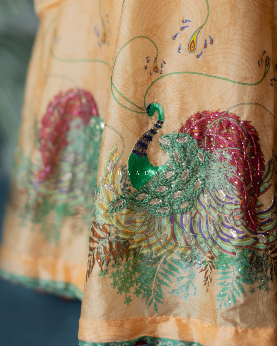 Peach Wedding Lehenga with Organza Dupatta