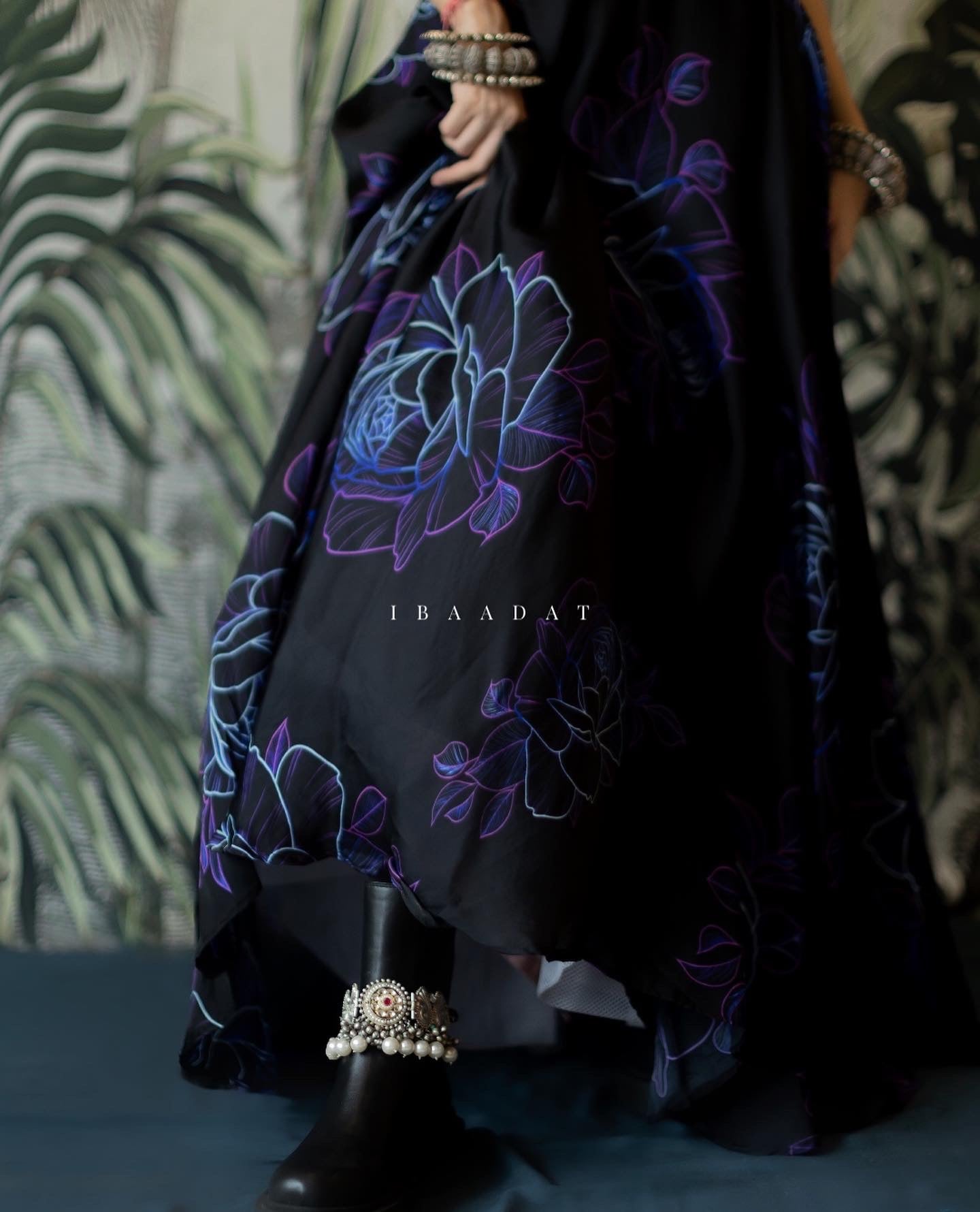 Premium Viscose Organza Black Lehenga – Sanjh Set