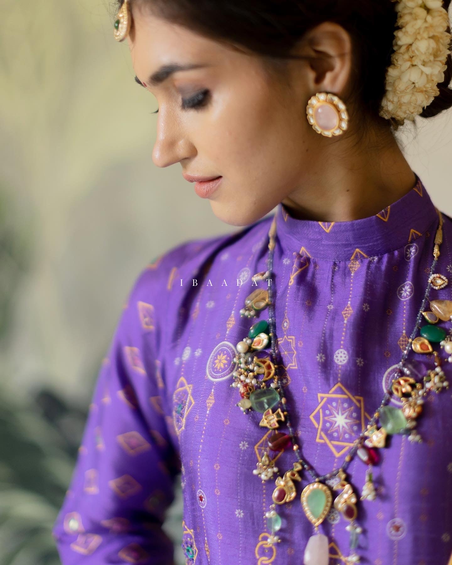 Purple Pakeezah Set in organza and viscose for women