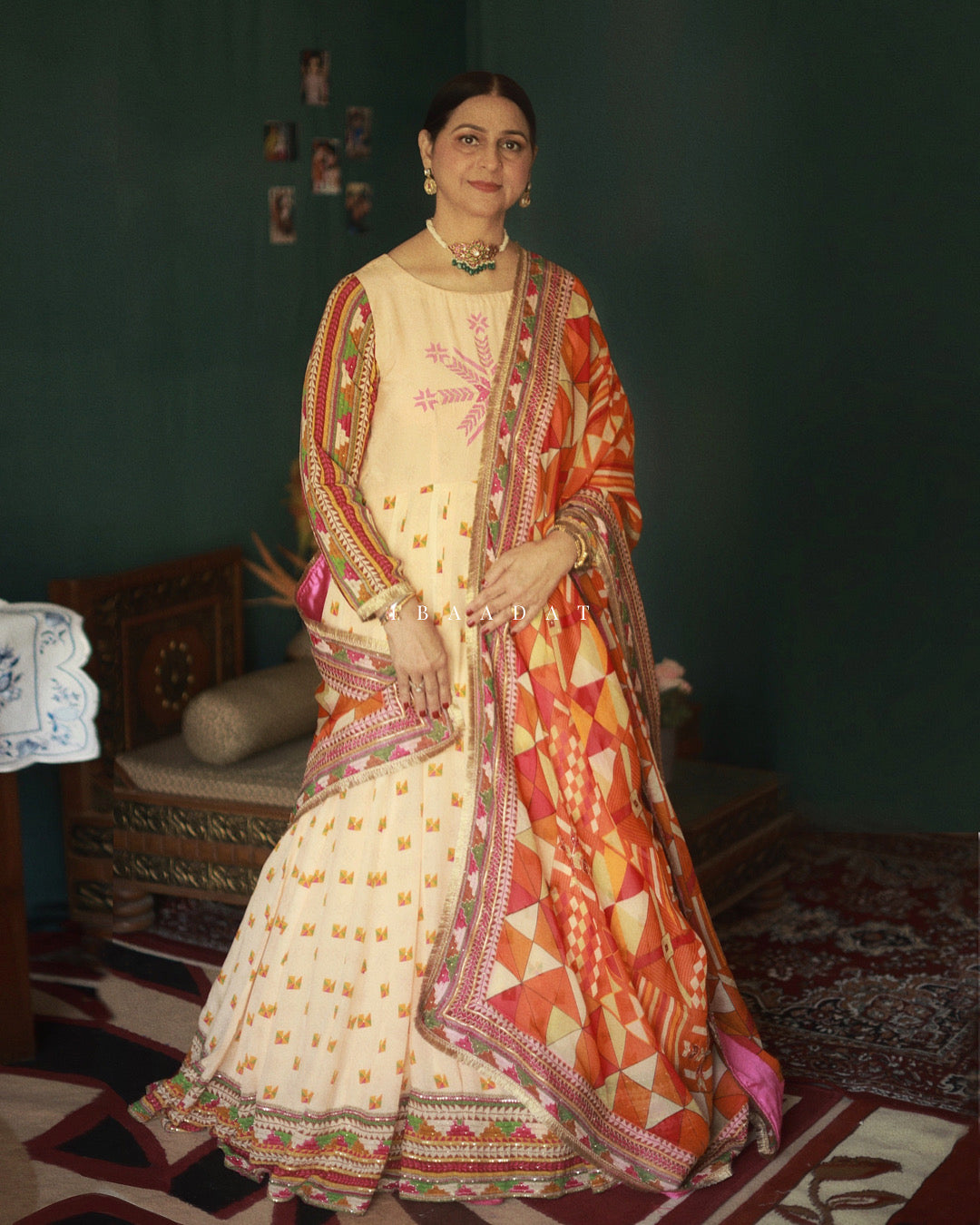 Sehaj Peach Anarkali Lehenga Choli with Phulkari Embroidery